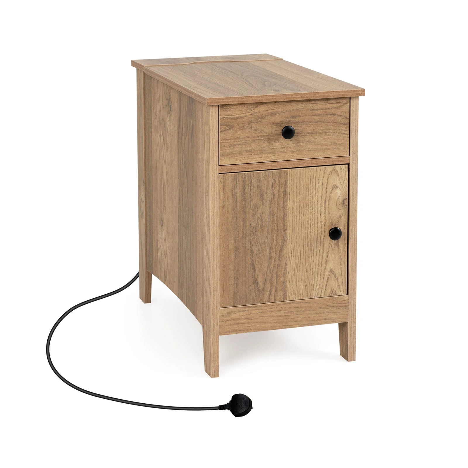 1 Costway End Table Side Table Narrow Nightstand Bedside Table w/USB Ports & Outlets, 1 of 1