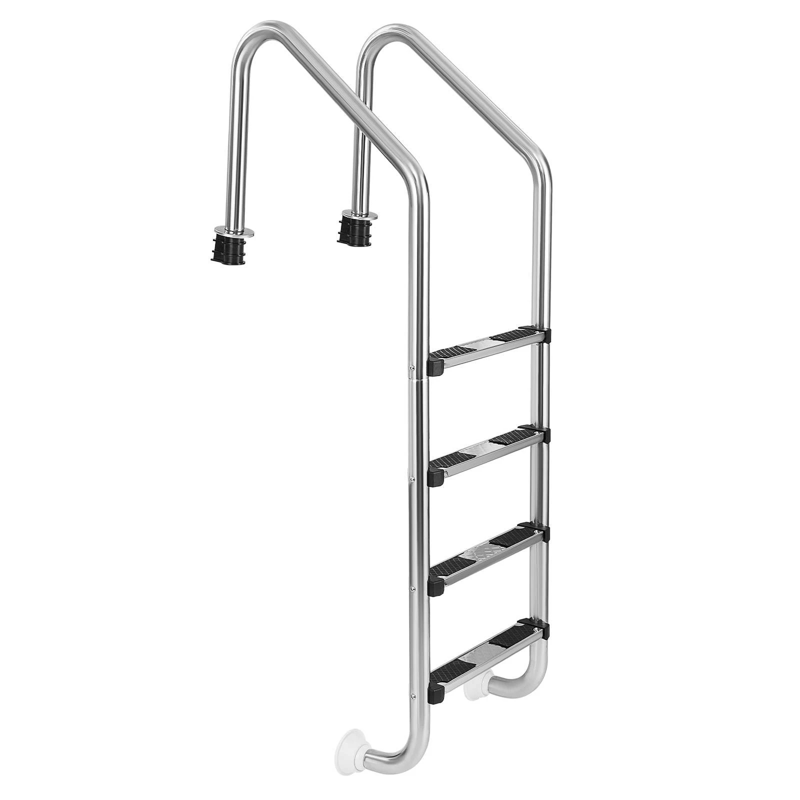 1 Costway 4 Step Ladder 174cm Stainless Steel Swimming Pool Ladder w/Non-slip Step & Double Handrails - Silver, 1 of 1