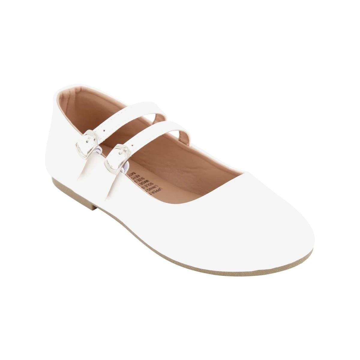 1 Senior Double Buckle Flats WHITE, 1 of 5