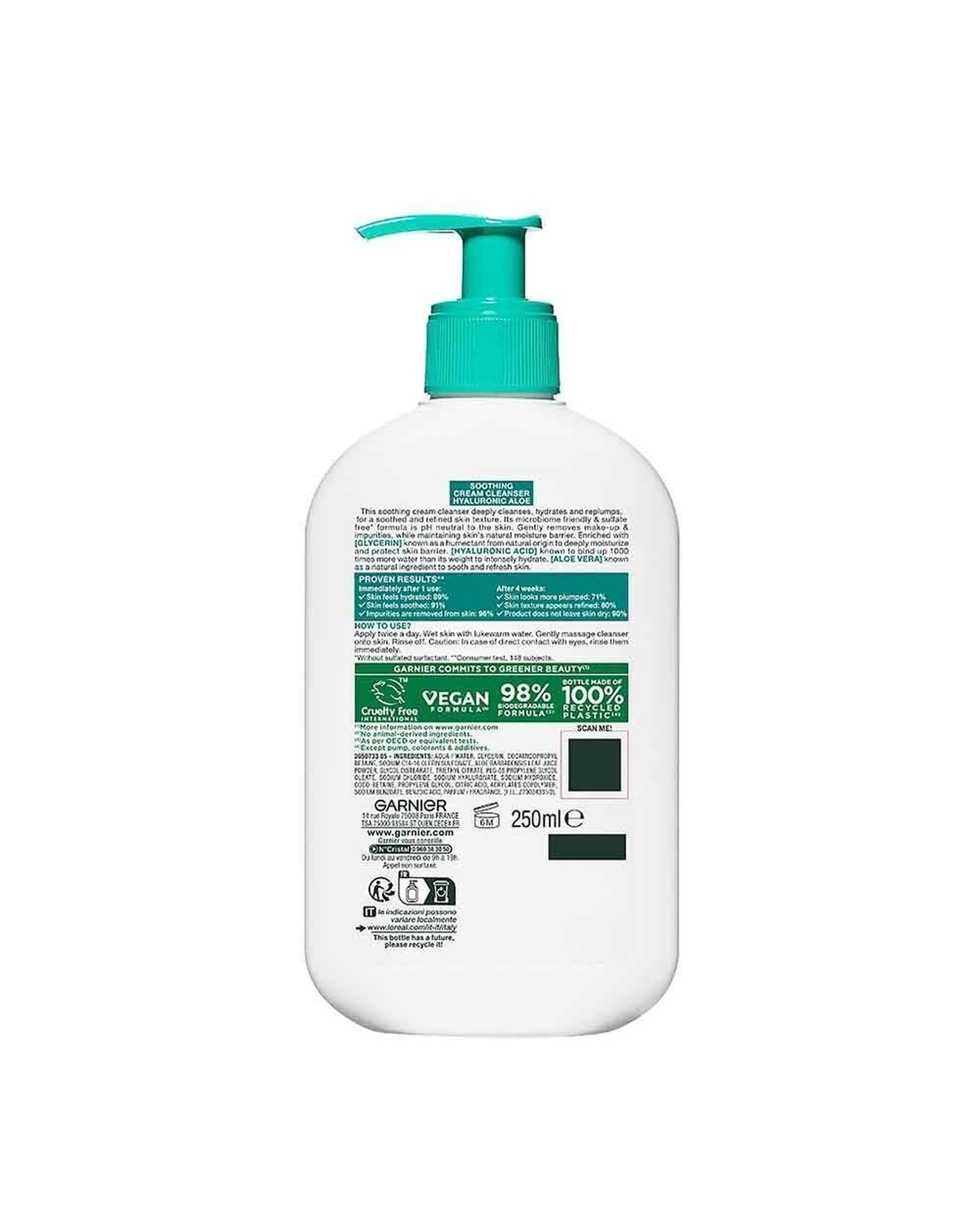 3 3 x Garnier SkinActive Soothing Hyaluronic Aloe Cream Cleanser 250mL, 3 of 8