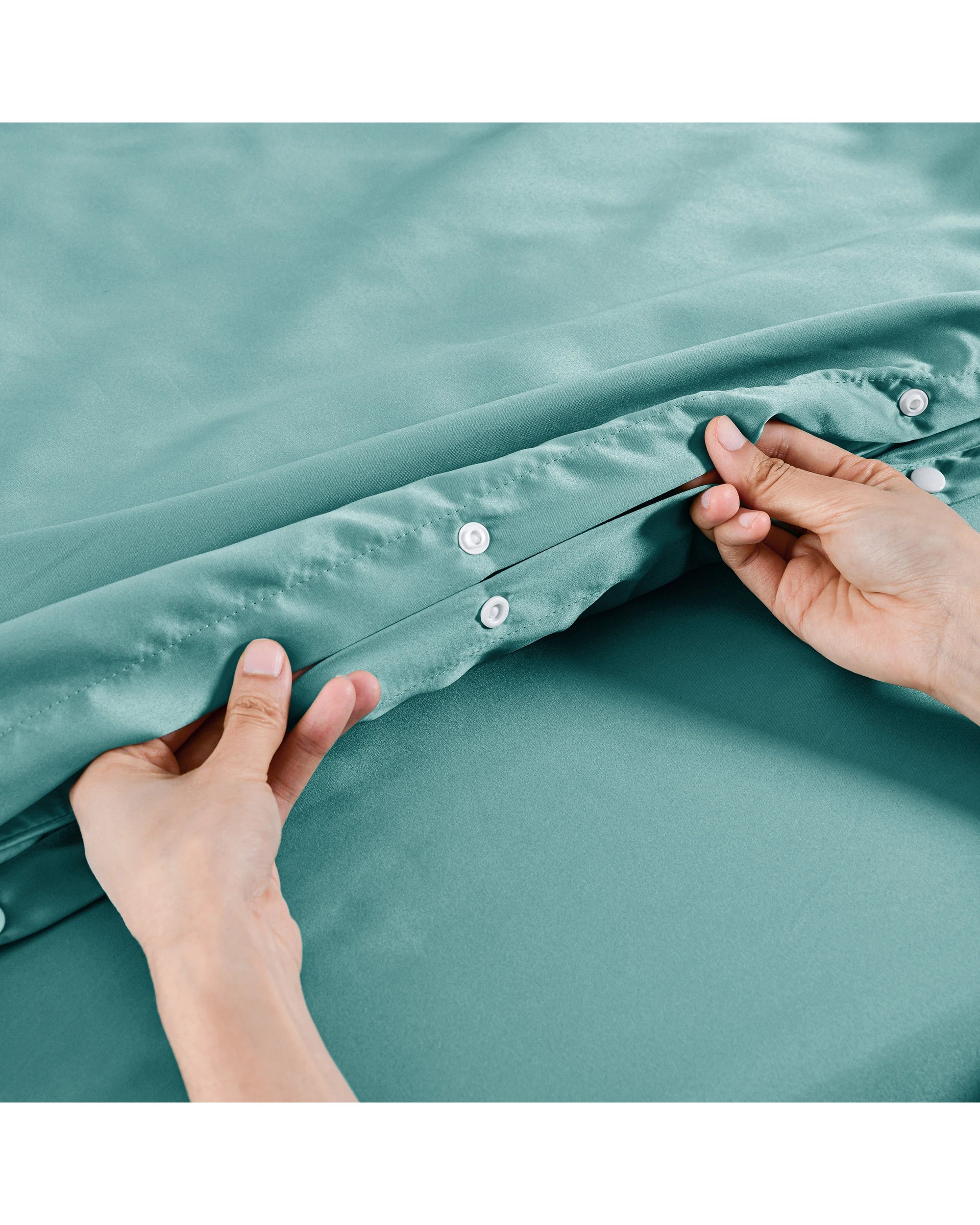 5 Dreamaker Matte Satin Quilt Cover Set - King Single Bed - Duckegg, 5 of 7