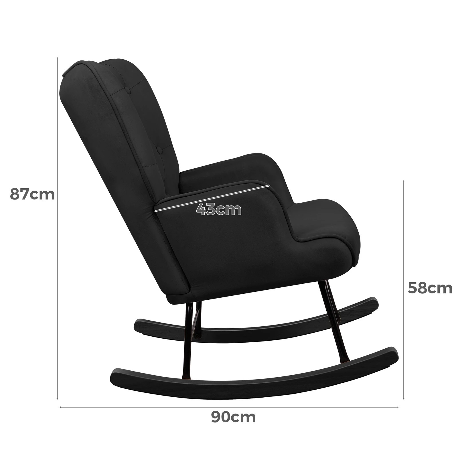 7 Alfordson Armchair Rocking Chair Accent Feeding Chair Lounge Sofa Couch - Black, 7 of 9