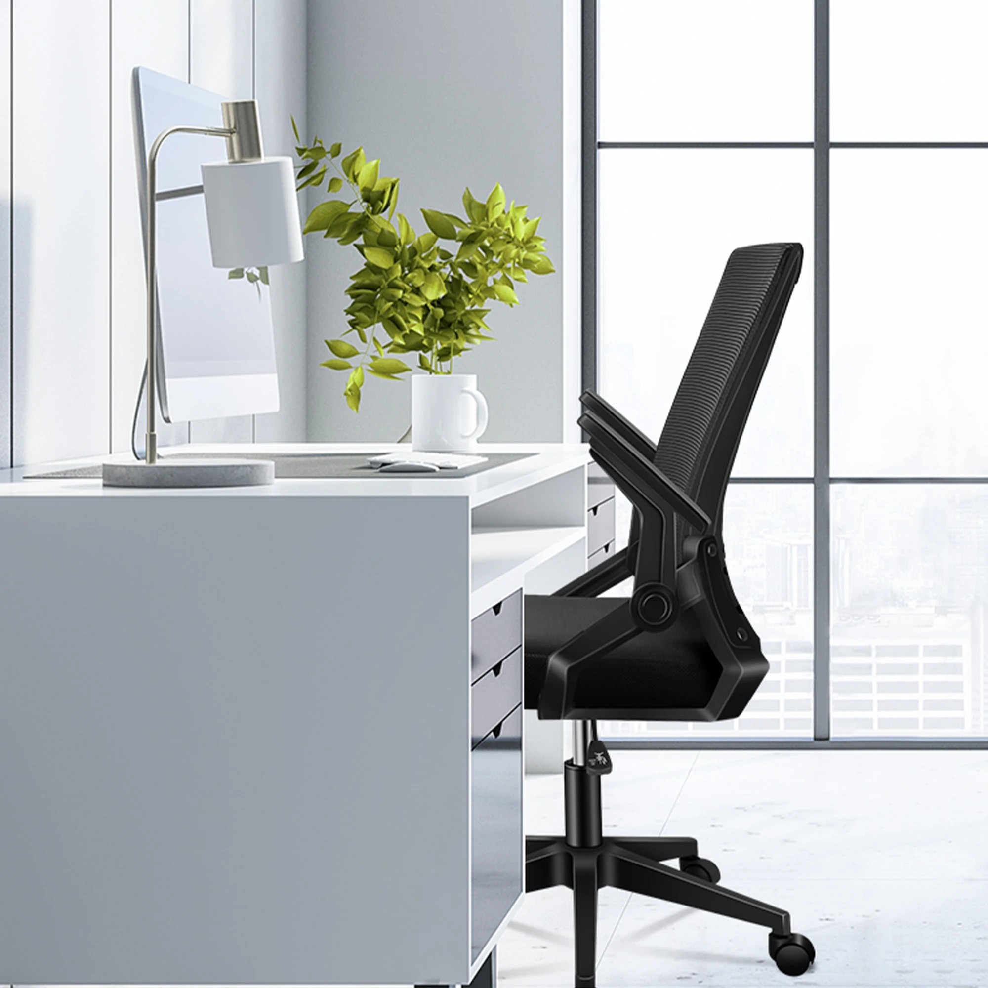 3 Alfordson Mesh Office Chair Executive Computer Fabric Seat Gaming Racing Work - Black, 3 of 10