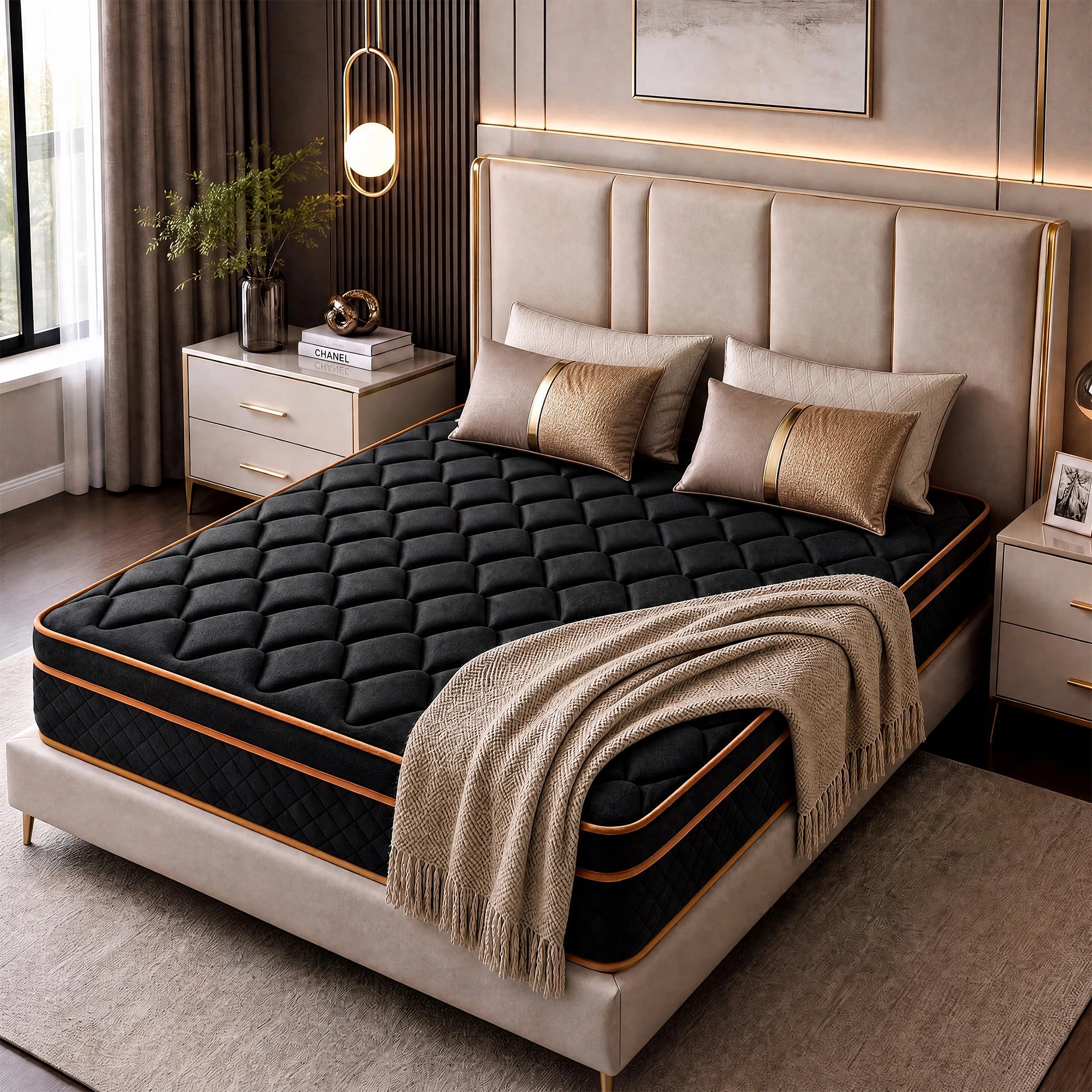 2 Advwin 30CM Hybrid Mattress with Memory Foam & Individual Pocket Springs Double Size - Black, 2 of 7
