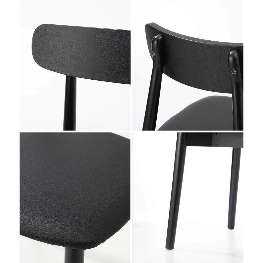 4 Oikiture 6x Dining Chairs Kitchen Chair Pu Leather Solid Wood Cafe Lounge
 - Black, 4 of 10