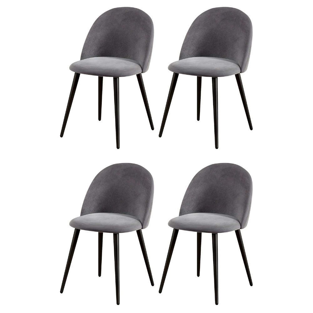 1 Artiss Dining Chairs Set of 4 Velvet Solid Curved Dark - Black, 1 of 6