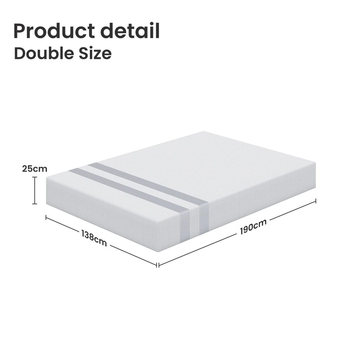 3 BedStory Double Memory Foam Mattress 25cm Cooling Gel Foam Mattress in a Box Medium Feel - Double Bed - White, 3 of 6