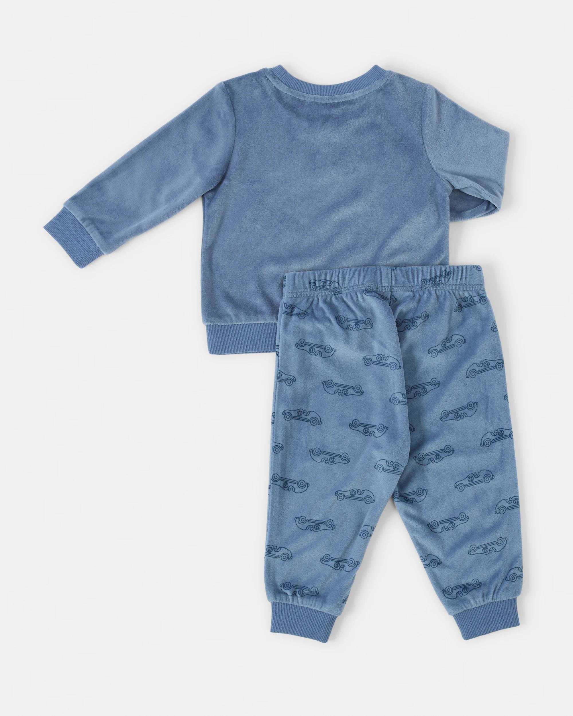 2 Twosie Fleece Pyjama Set Blu Car, 2 of 7