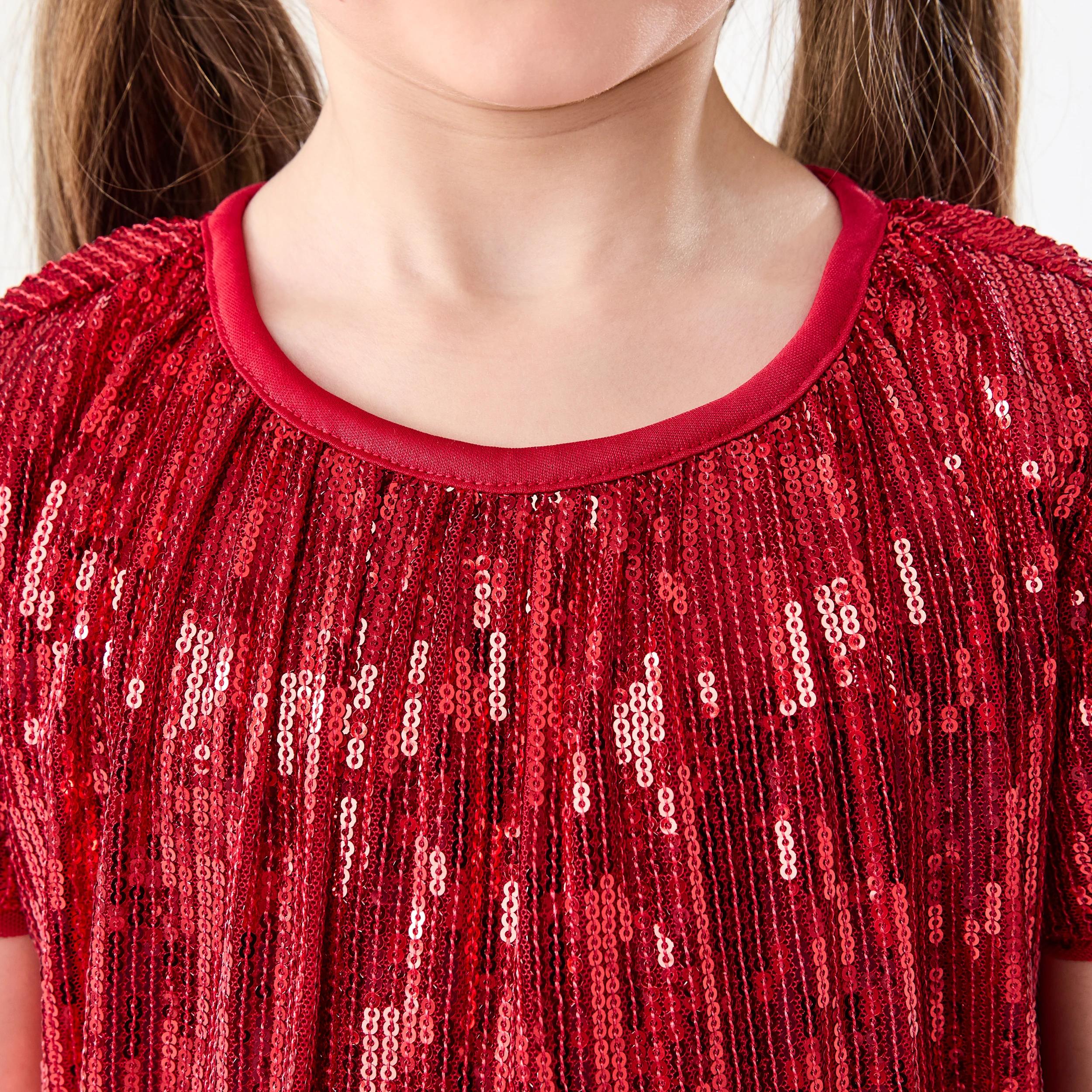 4 Sequin Party Dress Strawberry, 4 of 8