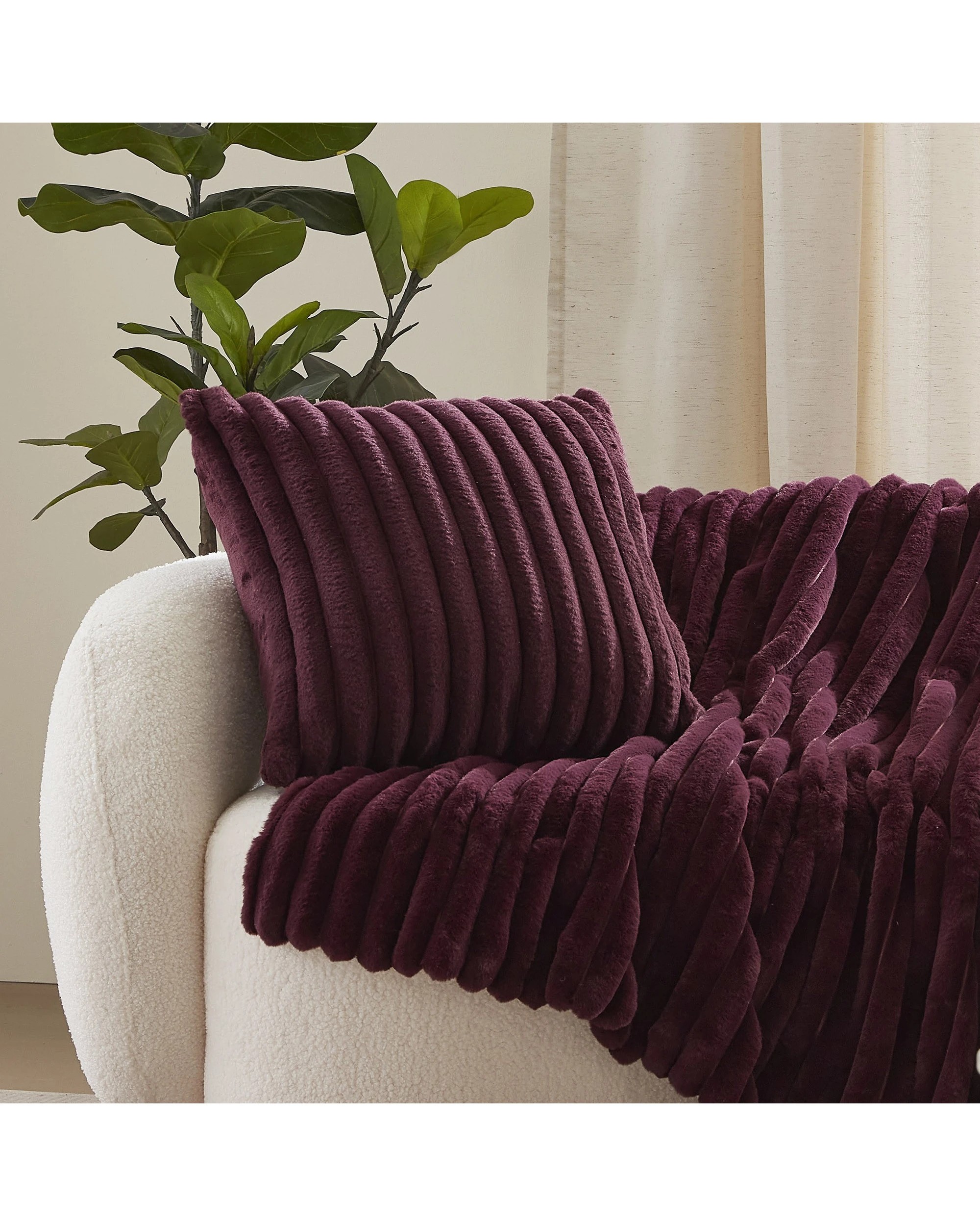 1 Dreamaker Chunky Embossed Fleece Cushion 50x50cm - Cherry, 1 of 6