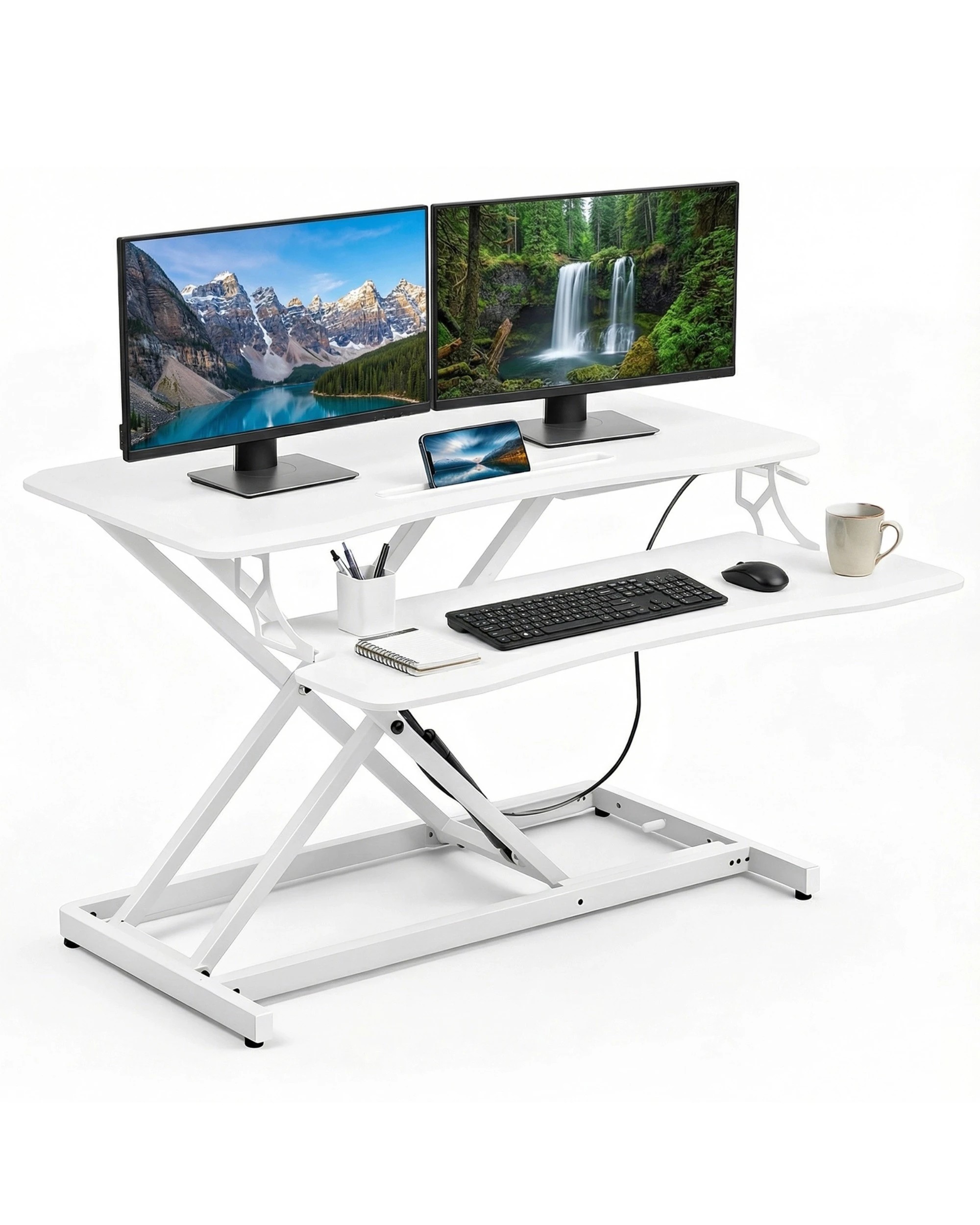 5 Advwin Sit Stand Desk Riser Height Adjustable w/Keyboard Tray, 5 of 10