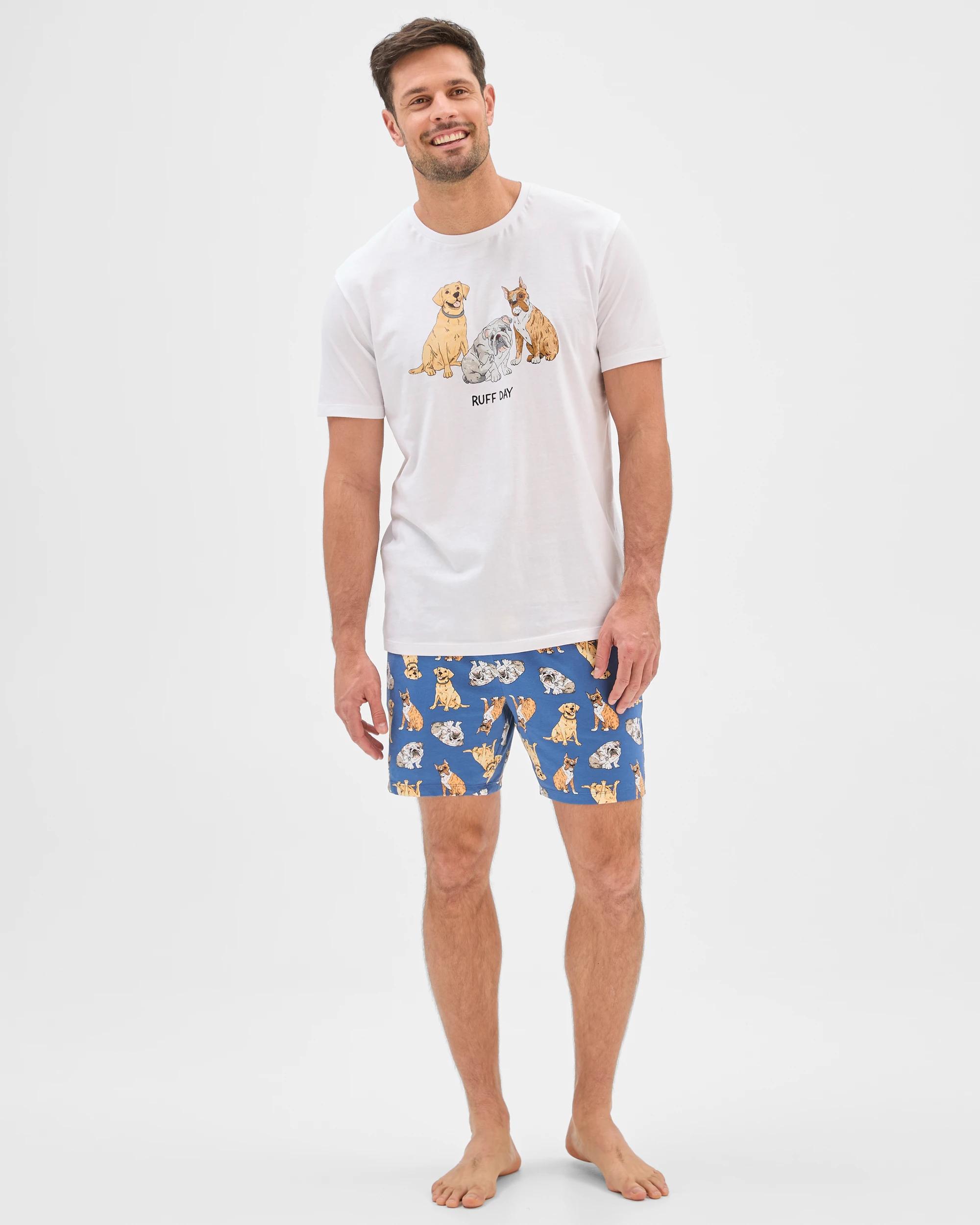 1 Maxx Australian Cotton Knit Pyjama Set WHITE RUFF DAY/DOGS, 1 of 6
