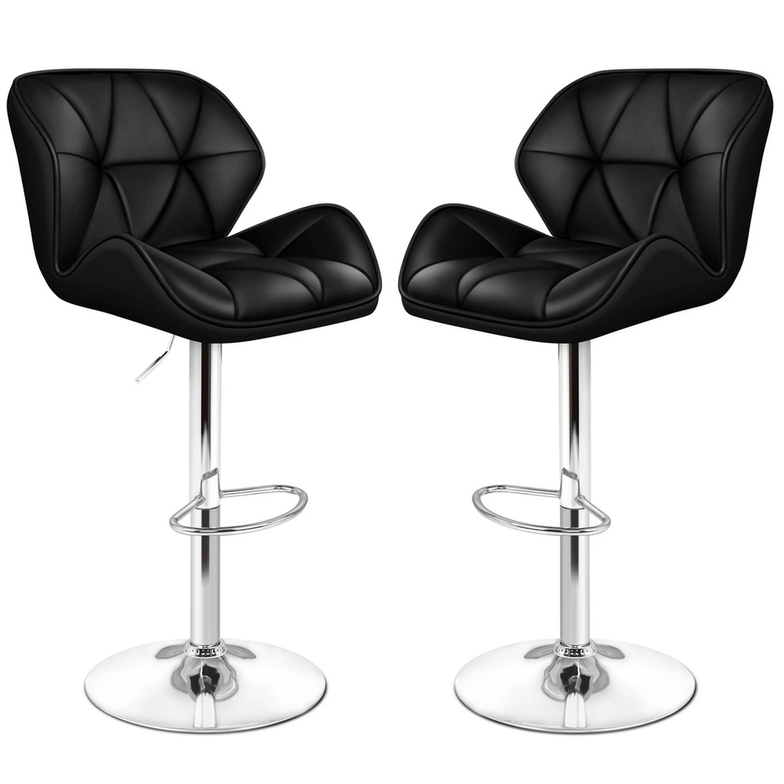 1 Alfordson 2x Bar Stools Willa Kitchen Gas Lift Swivel Chair Leather - Black, 1 of 9