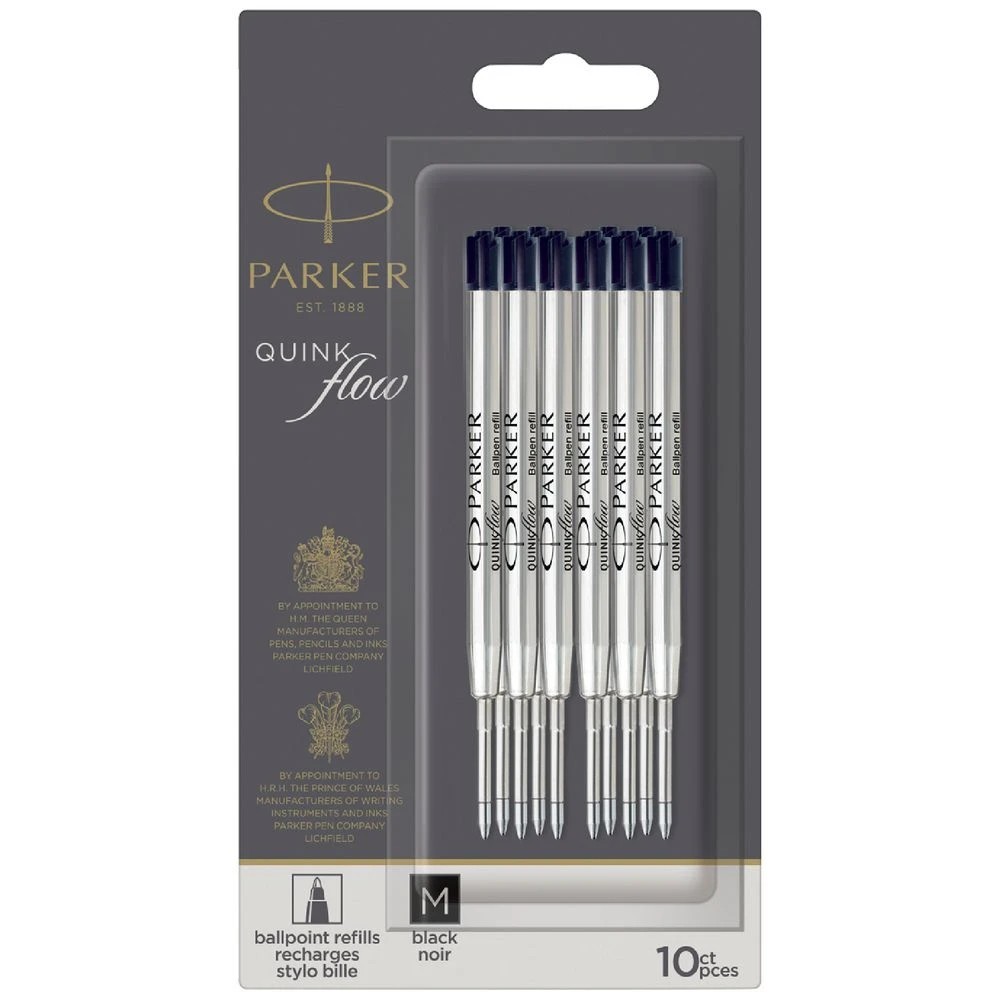 1 Parker Ballpoint Refill Medium Black 10 Pack, 1 of 2