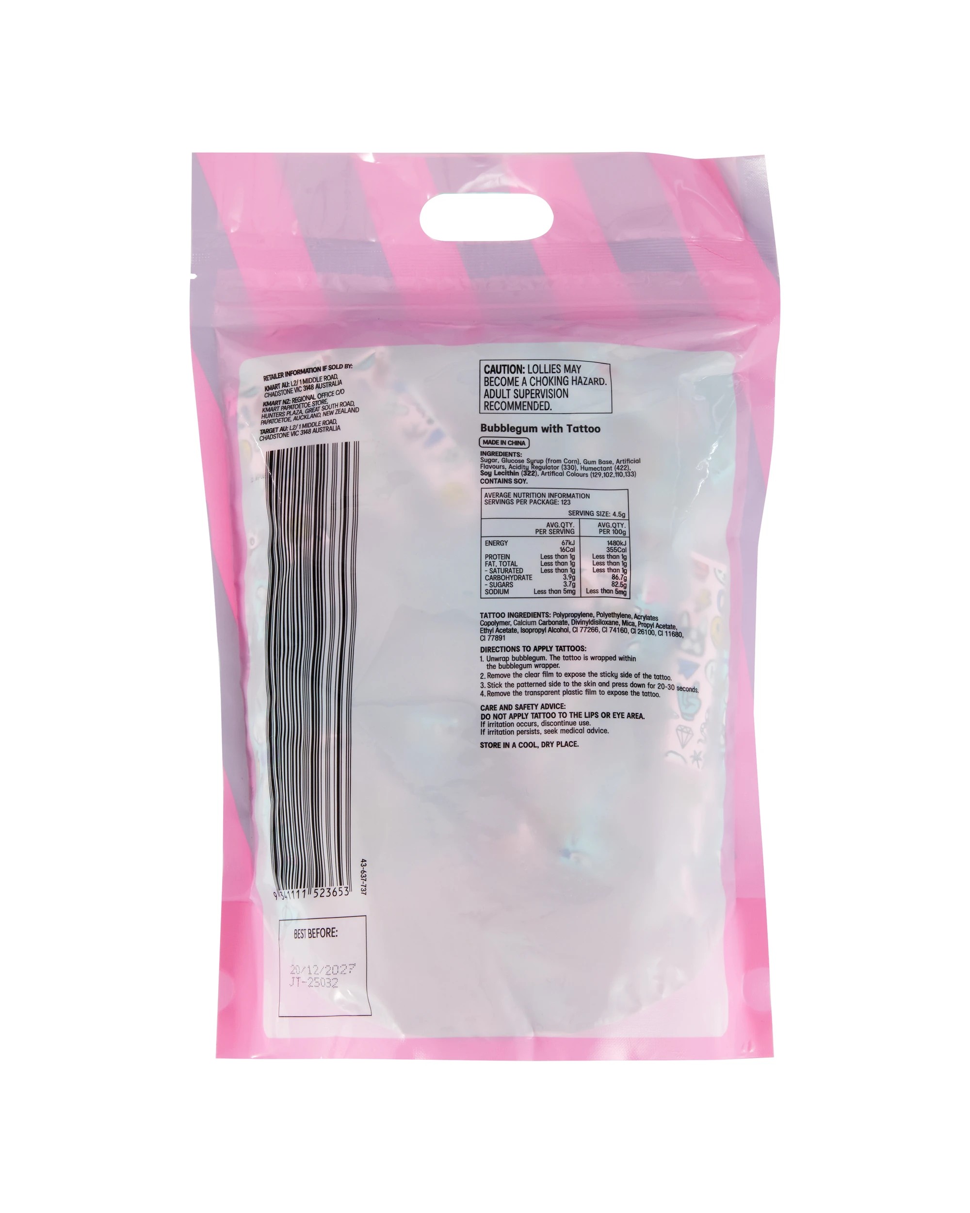 3 Bubblegum with Tattoo Mega Share Pack 550g, 3 of 3