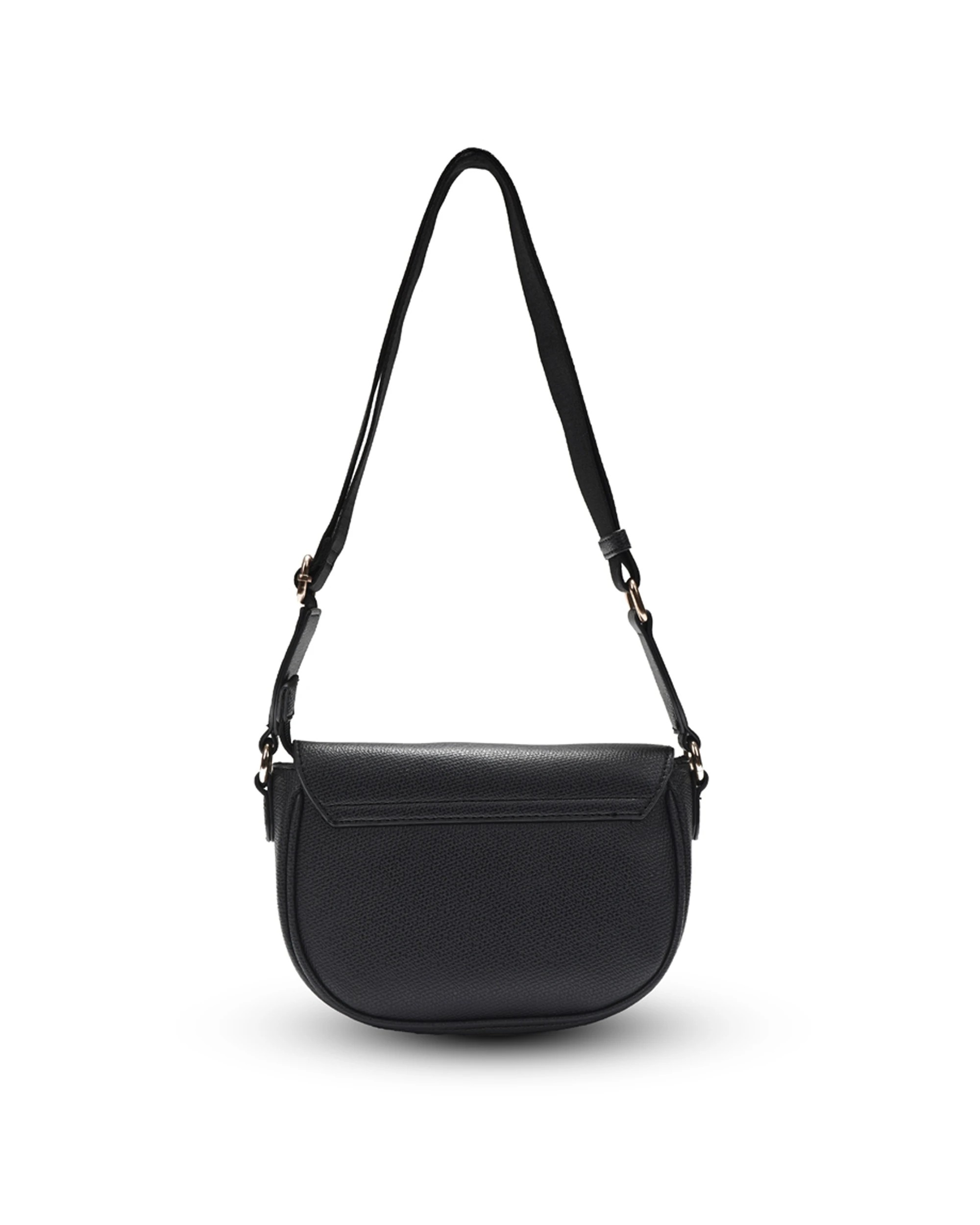 2 Tosca PU Small Womens Saddle Flap Crossbody Handbag - Black, 2 of 3