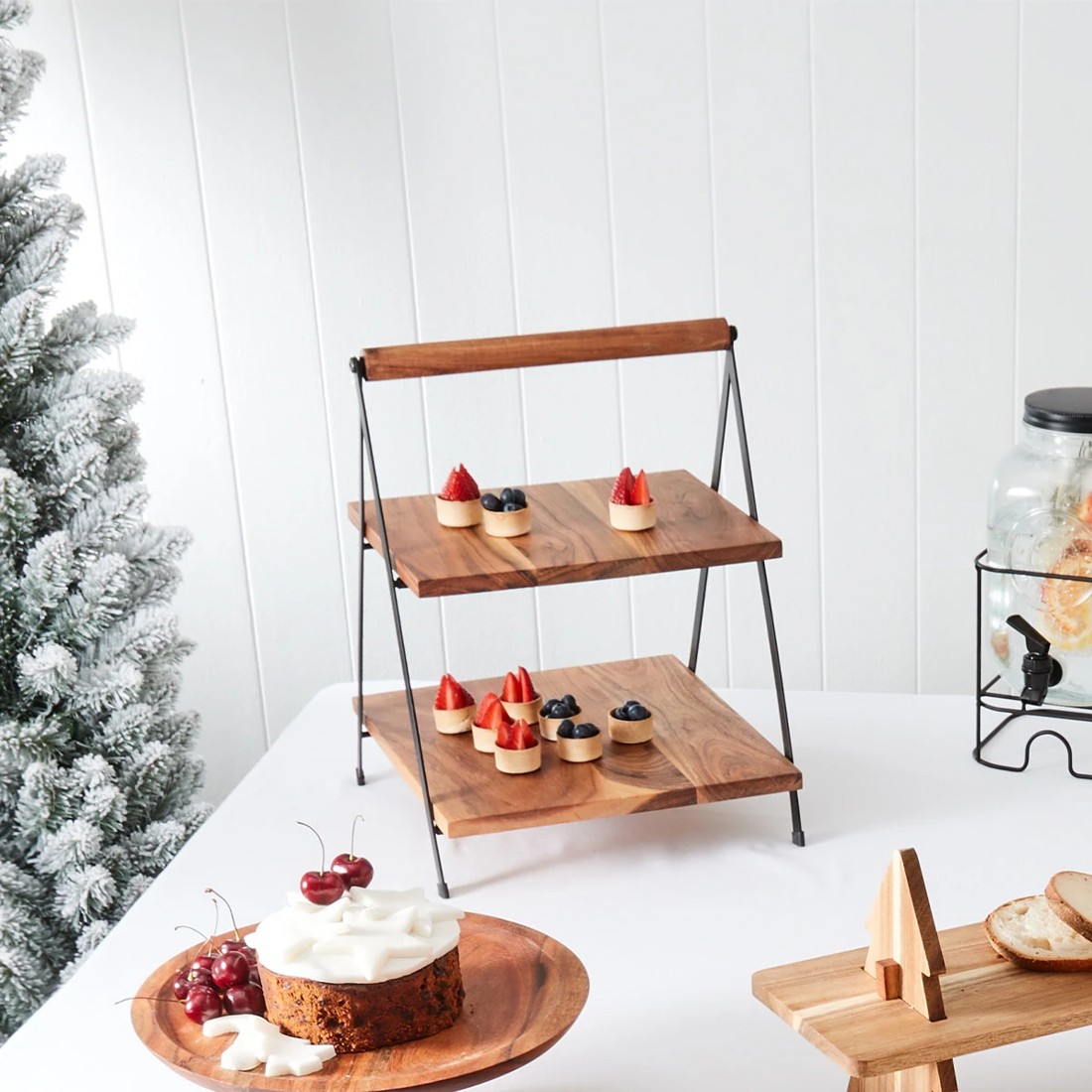 8 2 Tier Acacia Serving Stand, 8 of 8