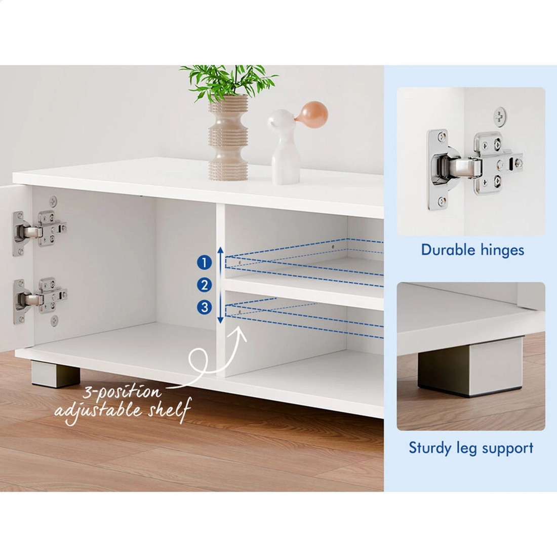 4 Alfordson Entertainment Unit TV Cabinet Stand 120cm Storage Drawer - White, 4 of 10