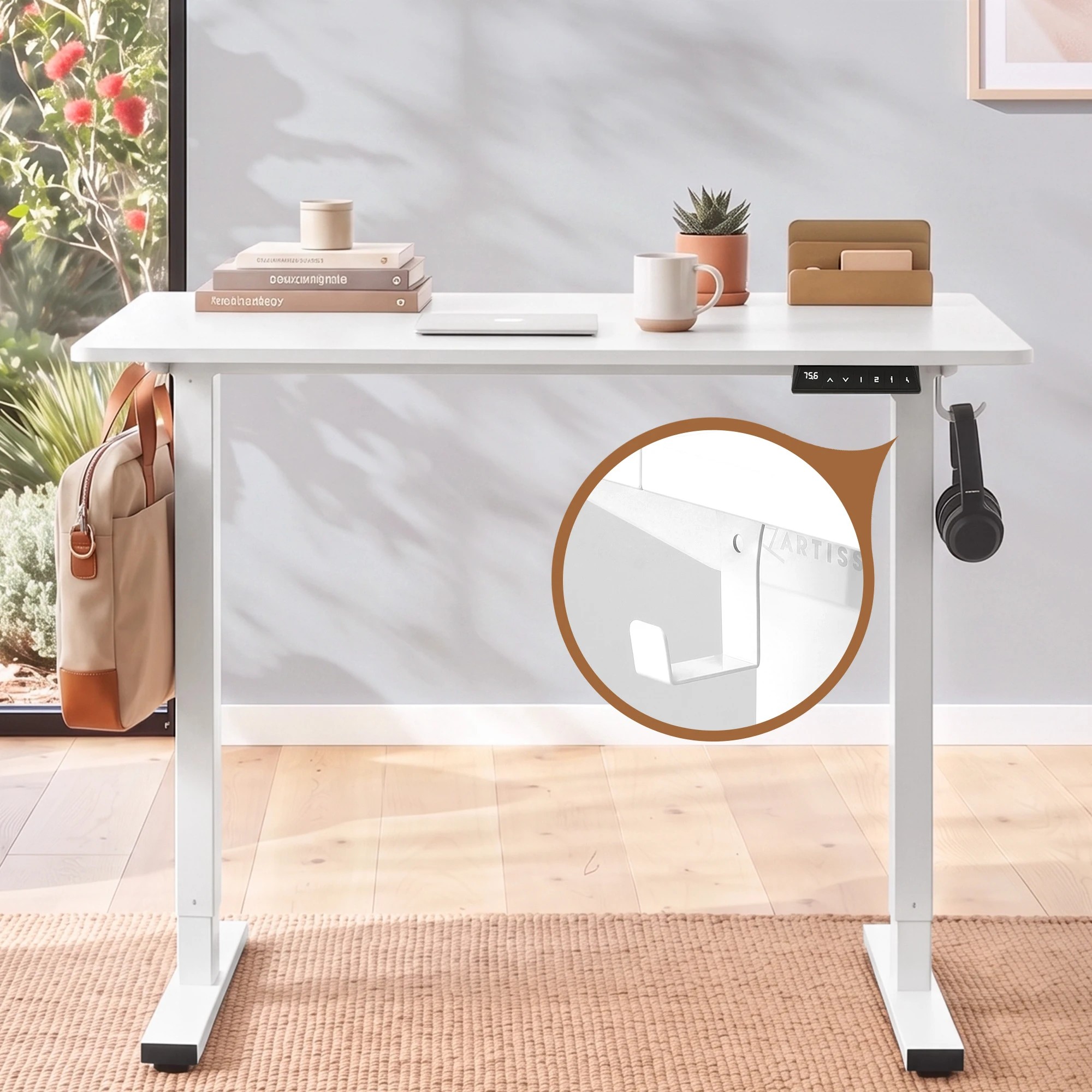 7 Artiss Standing Desk Electric Adjustable Ergonomic Office Table 100cm - White, 7 of 9