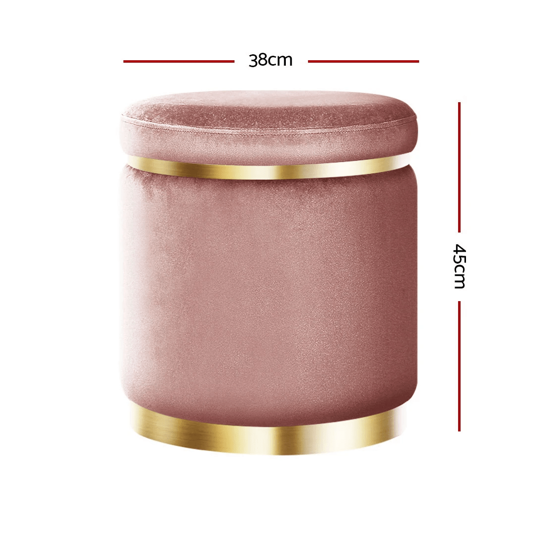 2 Artiss Ottoman Foot Stool Round Velvet - Pink, 2 of 6