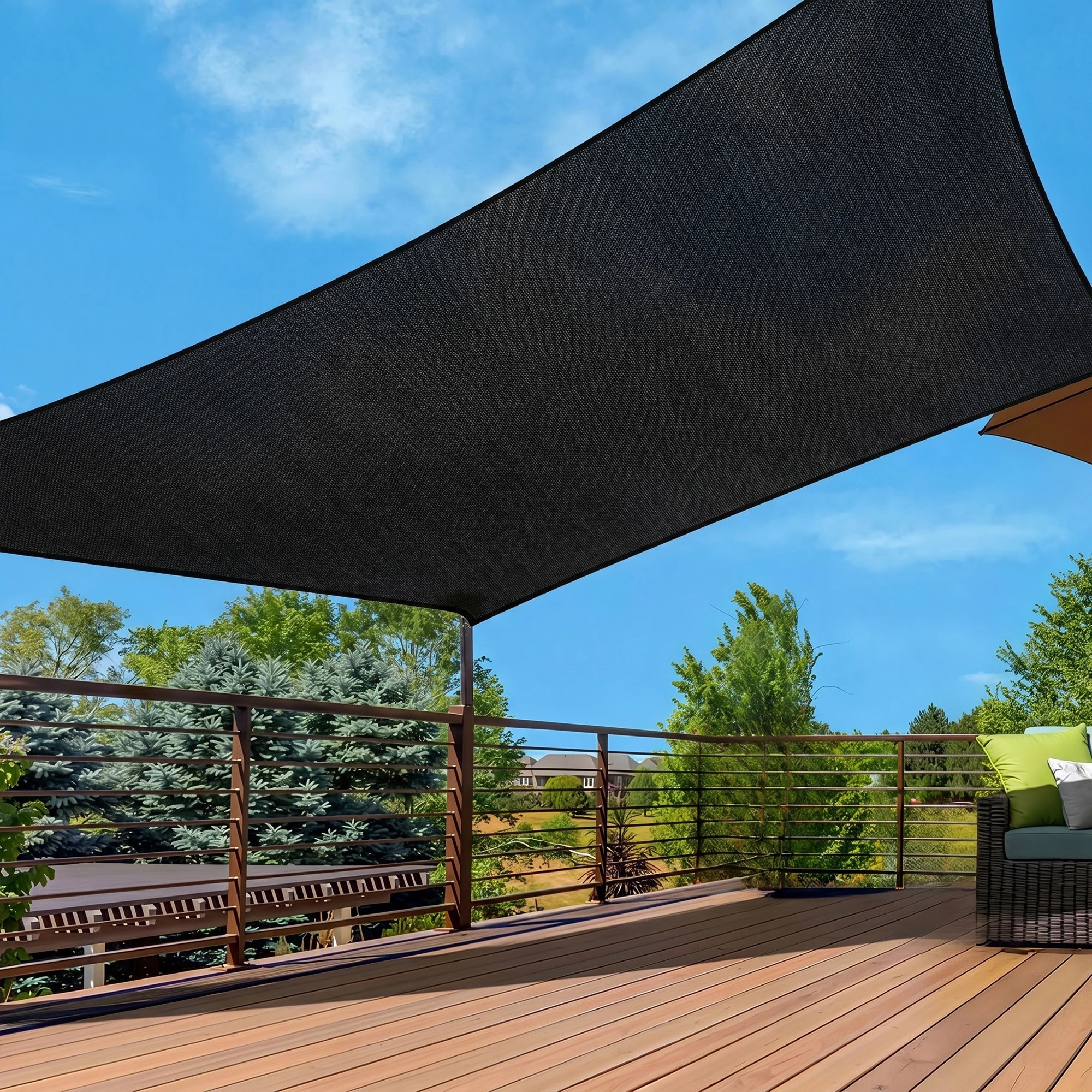 2 Instahut Sun Shade Sail Cloth 98% UV Block Outdoor Canopy Rectangle 5X6M - Black, 2 of 9