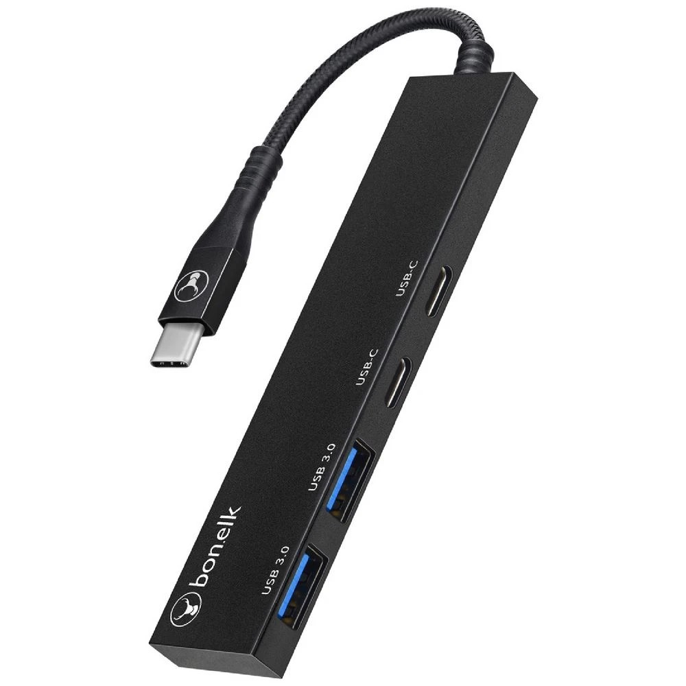 1 Bonelk Long-Life USB-C to USB-C/A 4 Port Slim Hub Space Black, 1 of 6