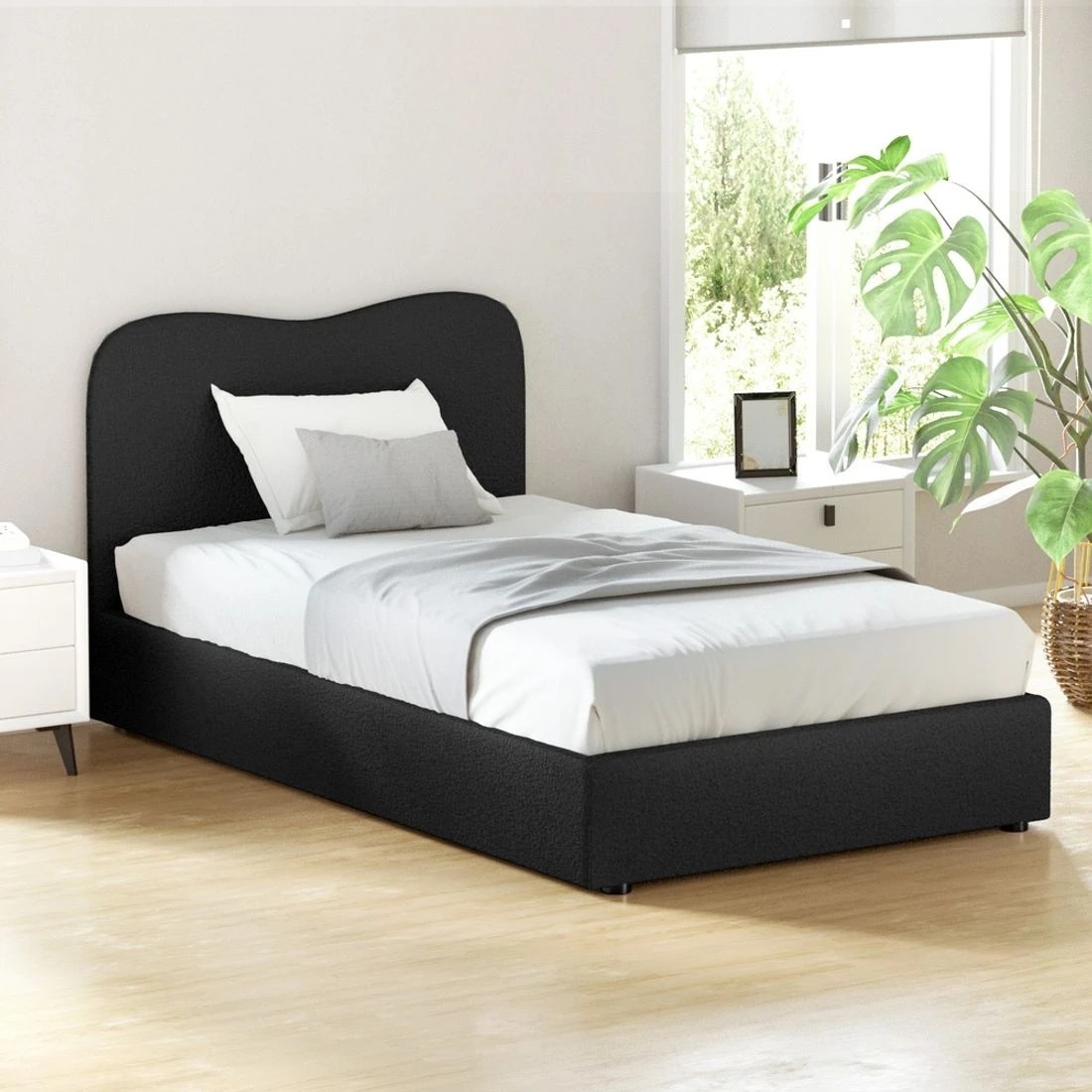 3 Artiss Bed Frame King Single Size Boucle DARA - Black, 3 of 5