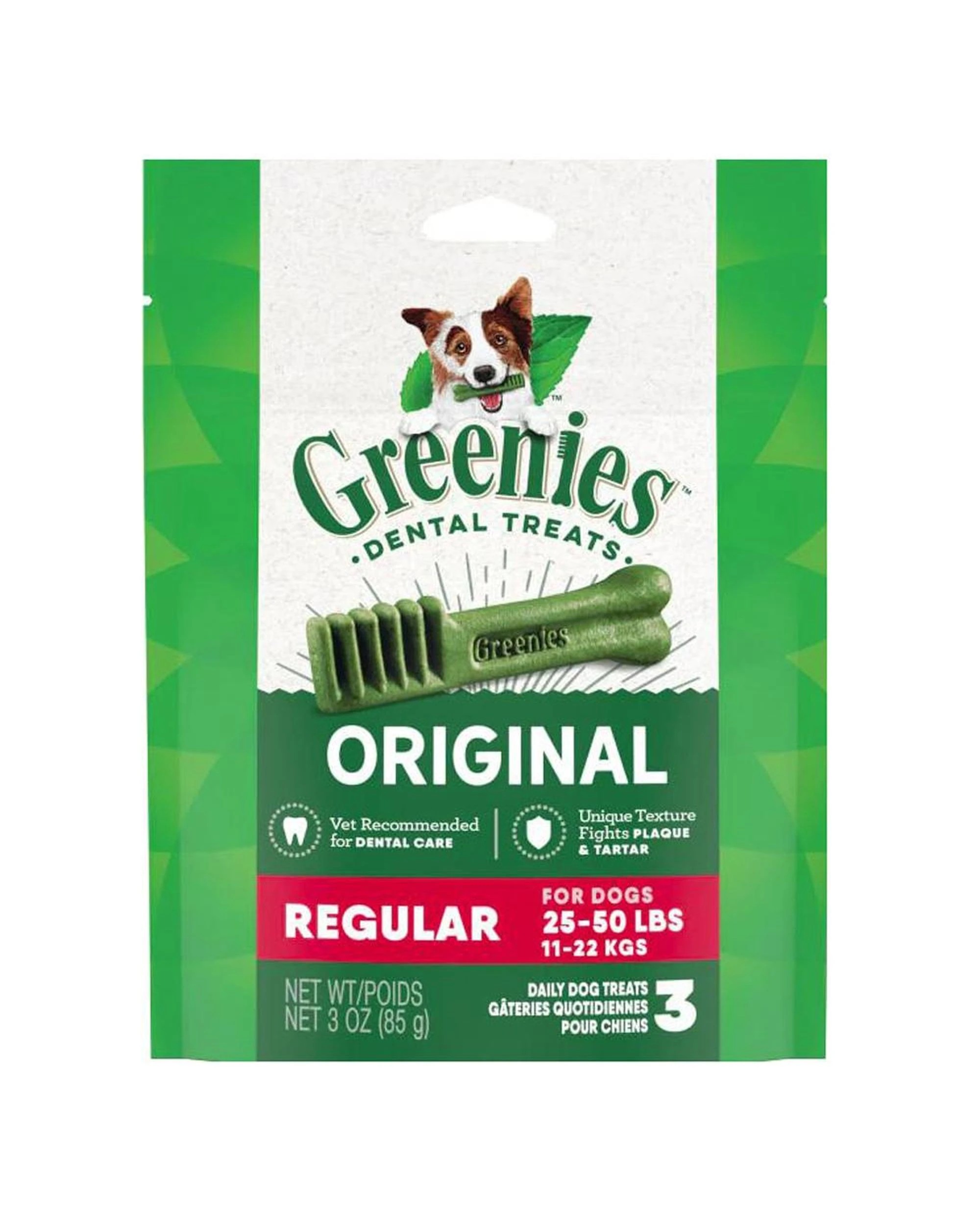 1 Greenies Dental Treats Oral Care Original Regular for Dogs 11-22kg 3 Pack, 1 of 9