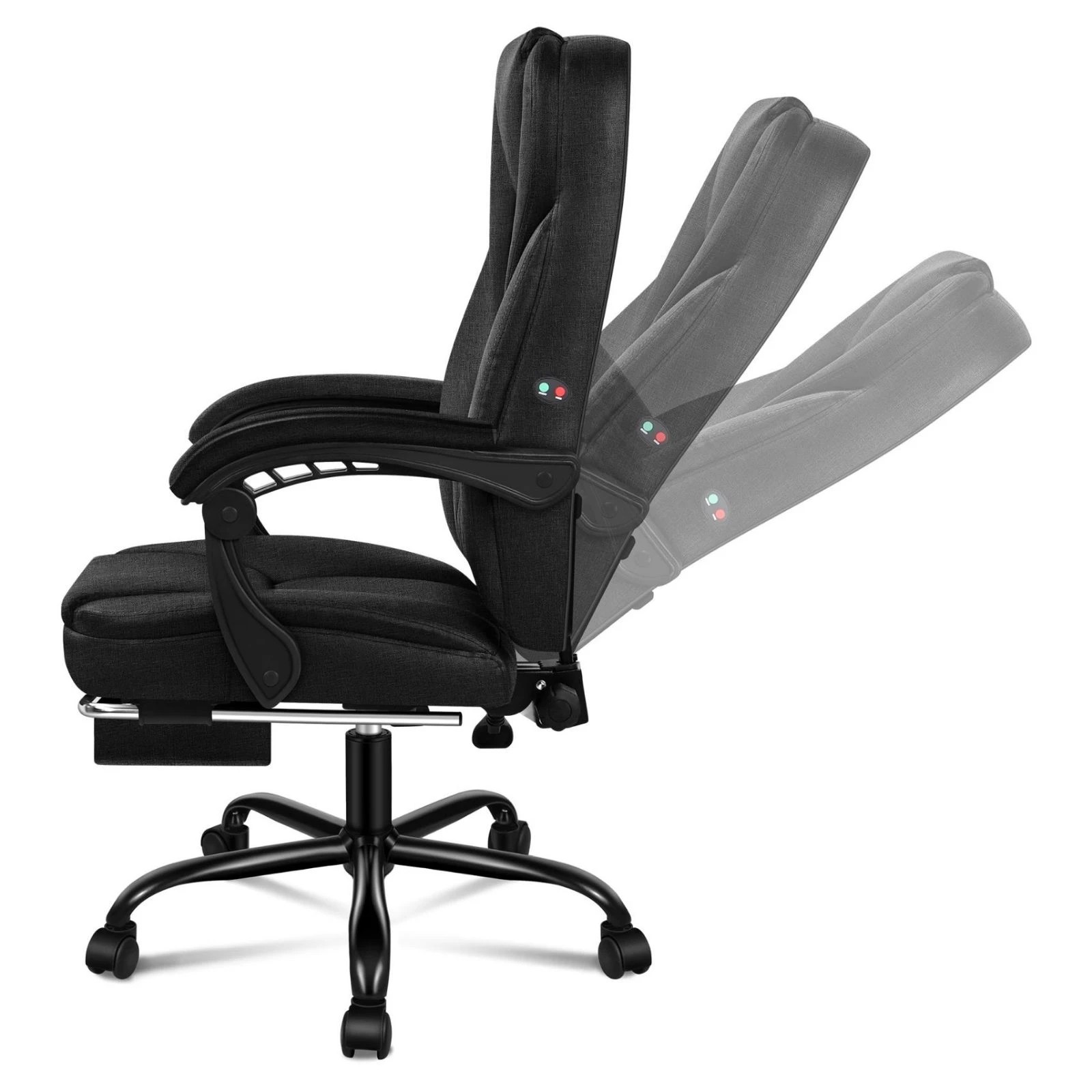 5 Alfordson Massage Office Chair Executive Recliner Gaming Computer Fabric Seat - Black, 5 of 10