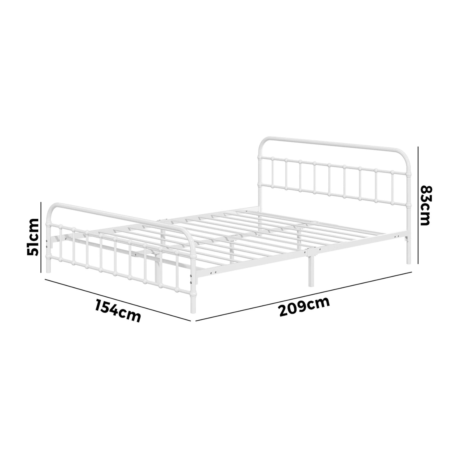 9 Oikiture Bed Frame Metal Bed Base Queen Size Bed Platform
 - White, 9 of 9