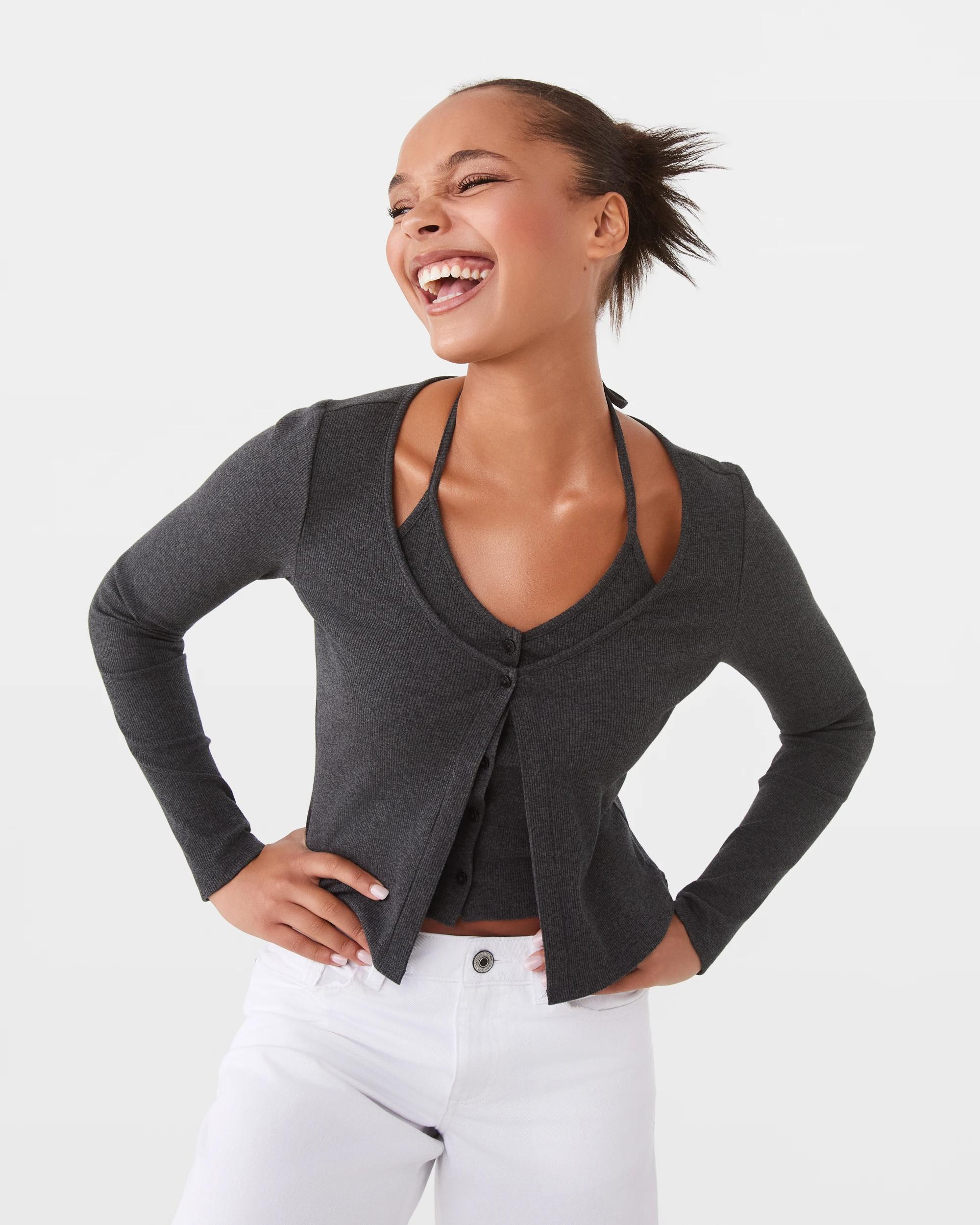 1 Two in One Cardigan Gry Charc, 1 of 10