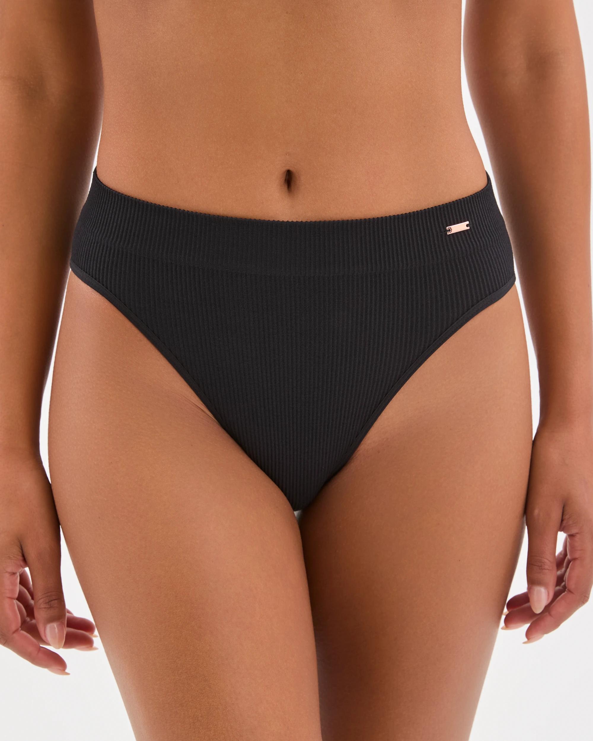 2 Lily Loves 2 Pack Ribbed Seamfree High Waisted Bikini Briefs BLACK, 2 of 4