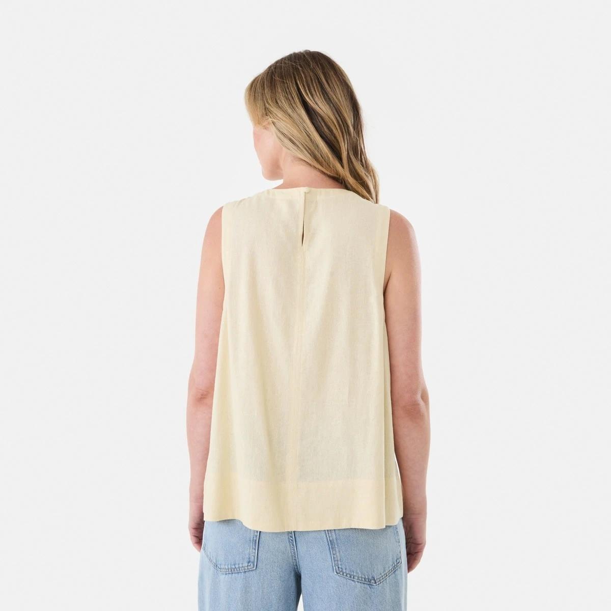 3 Sleeveless Linen Blend Swing Top Ylw Straw, 3 of 6