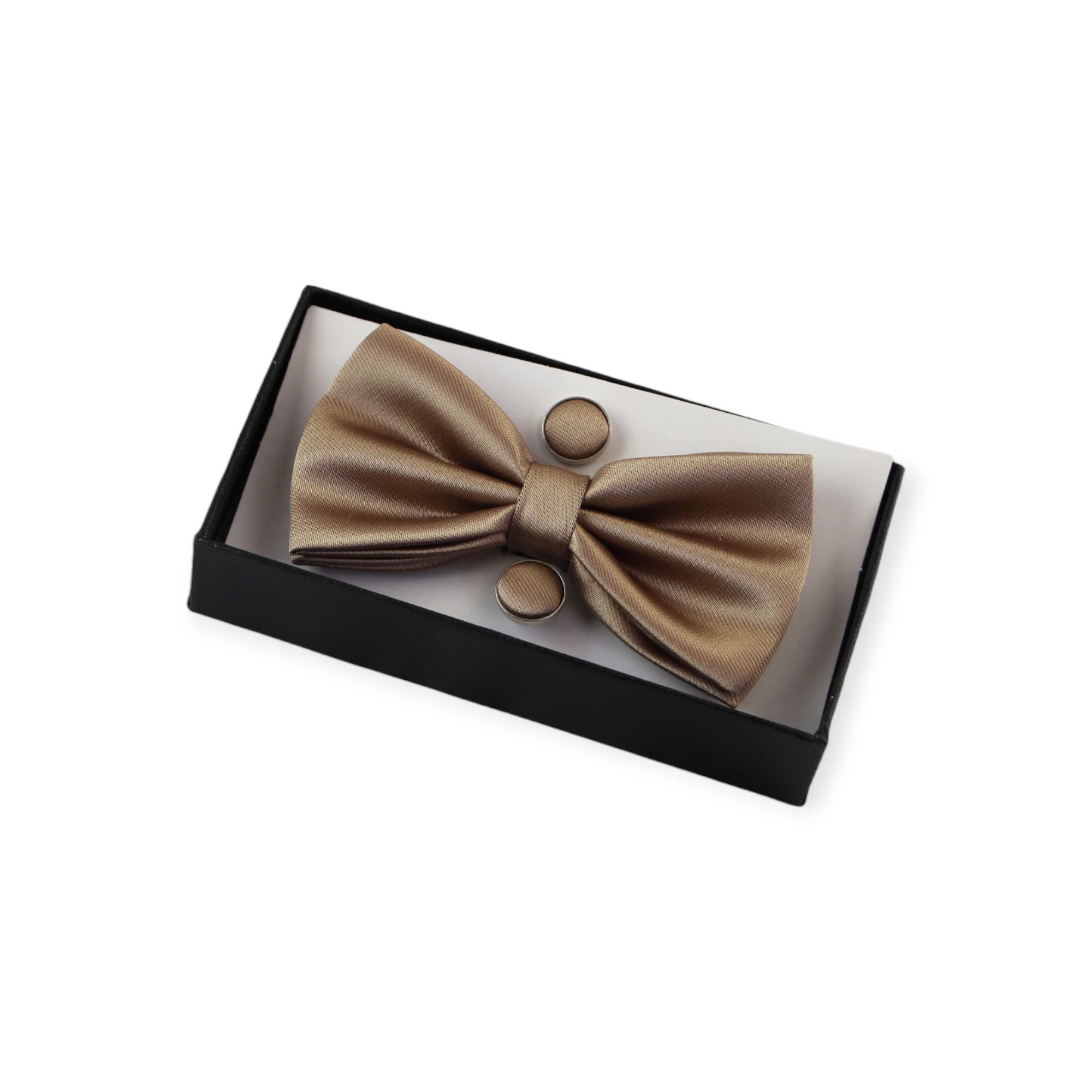 1 Zasel Mens Cafe Brown Matching Bow Tie, Pocket Square & Cuff Links Set - Brown - Brown, 1 of 1