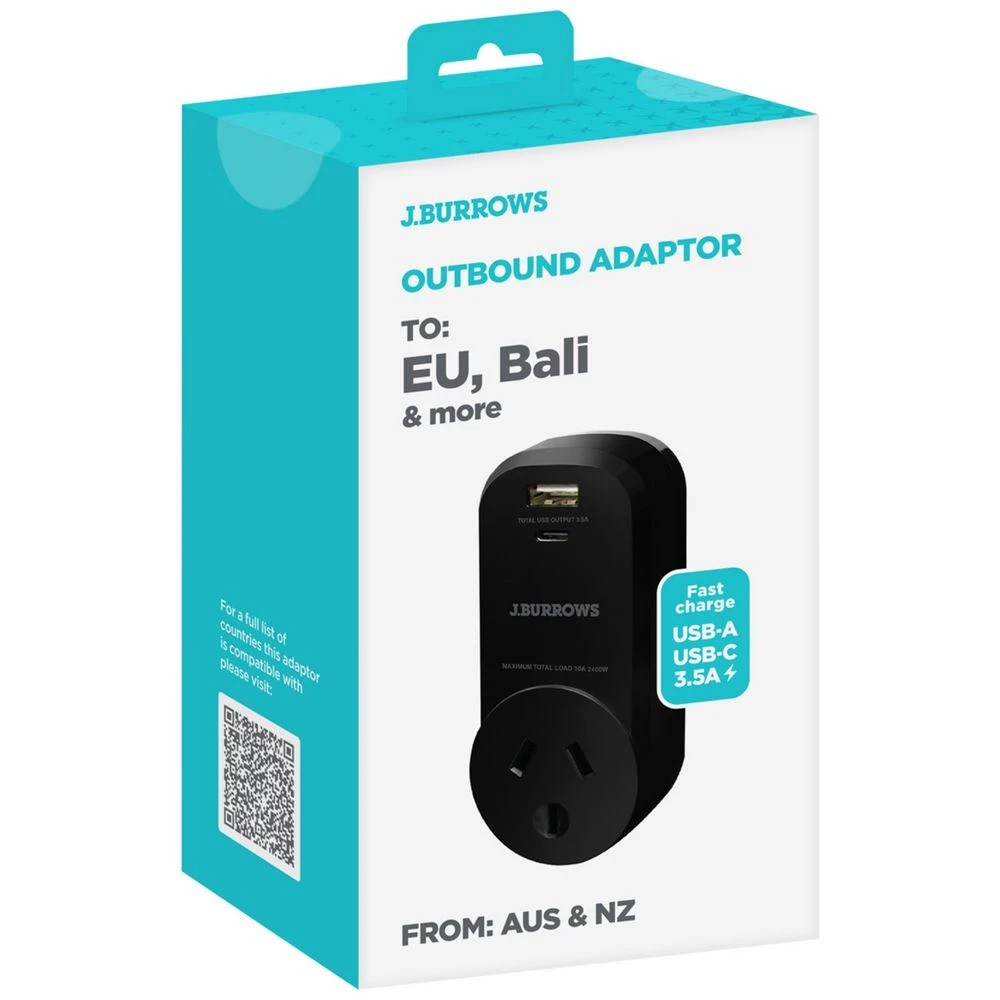 3 J.Burrows Outbound Travel Adaptor 2-USB EU, 3 of 3