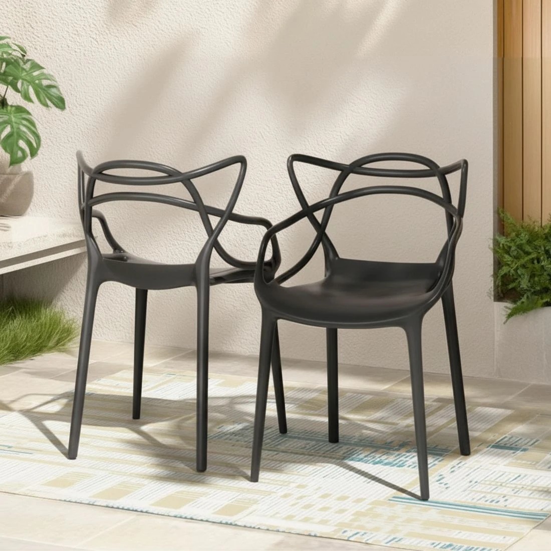 4 Gardeon 4PC Outdoor Dining Chairs PP Portable Stackable Chair Patio Furniture - Black, 4 of 4