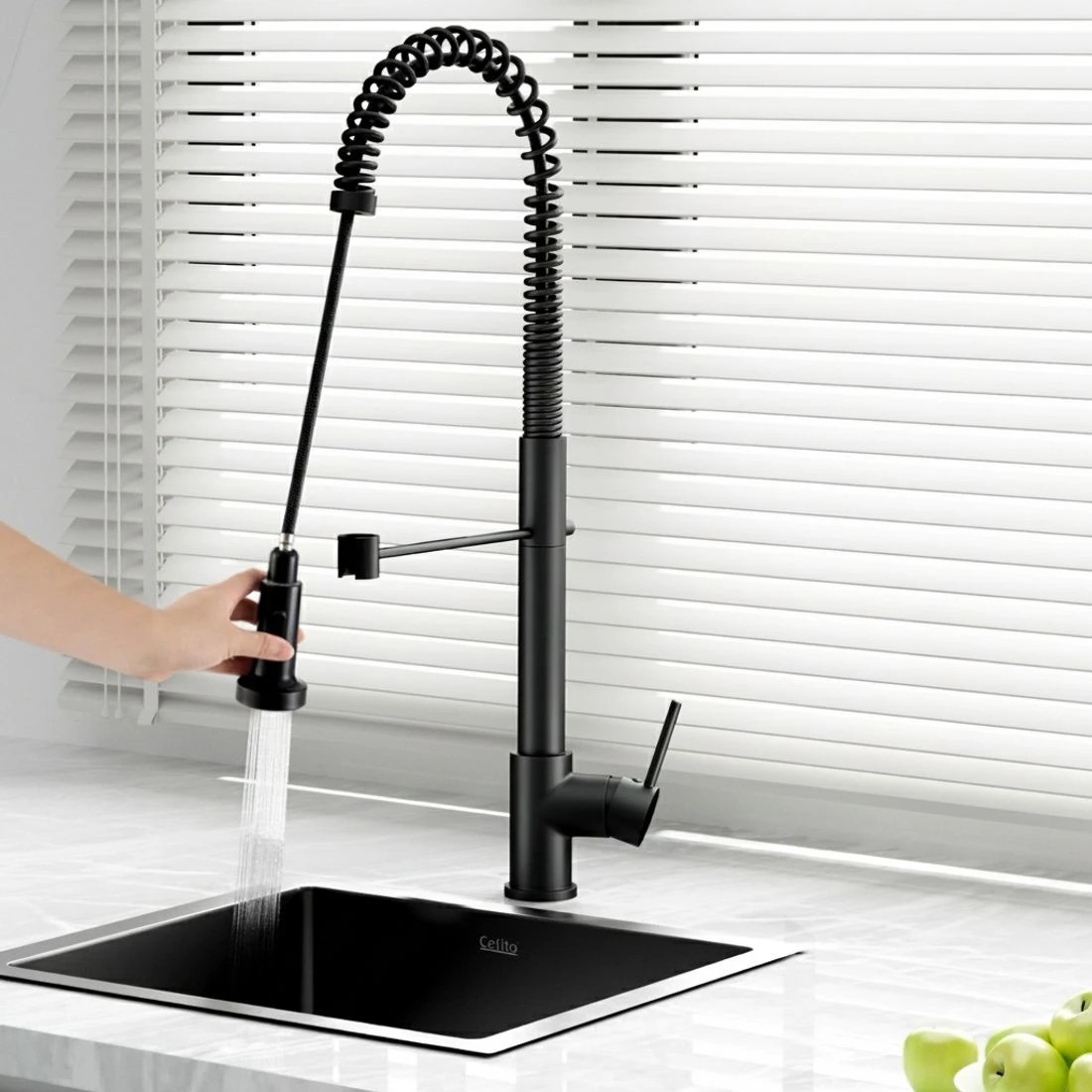 4 Cefito Stainless Steel Sink 51x45CM With Pull Out Mixer Tap Kitchen Single Bowl - Black, 4 of 4