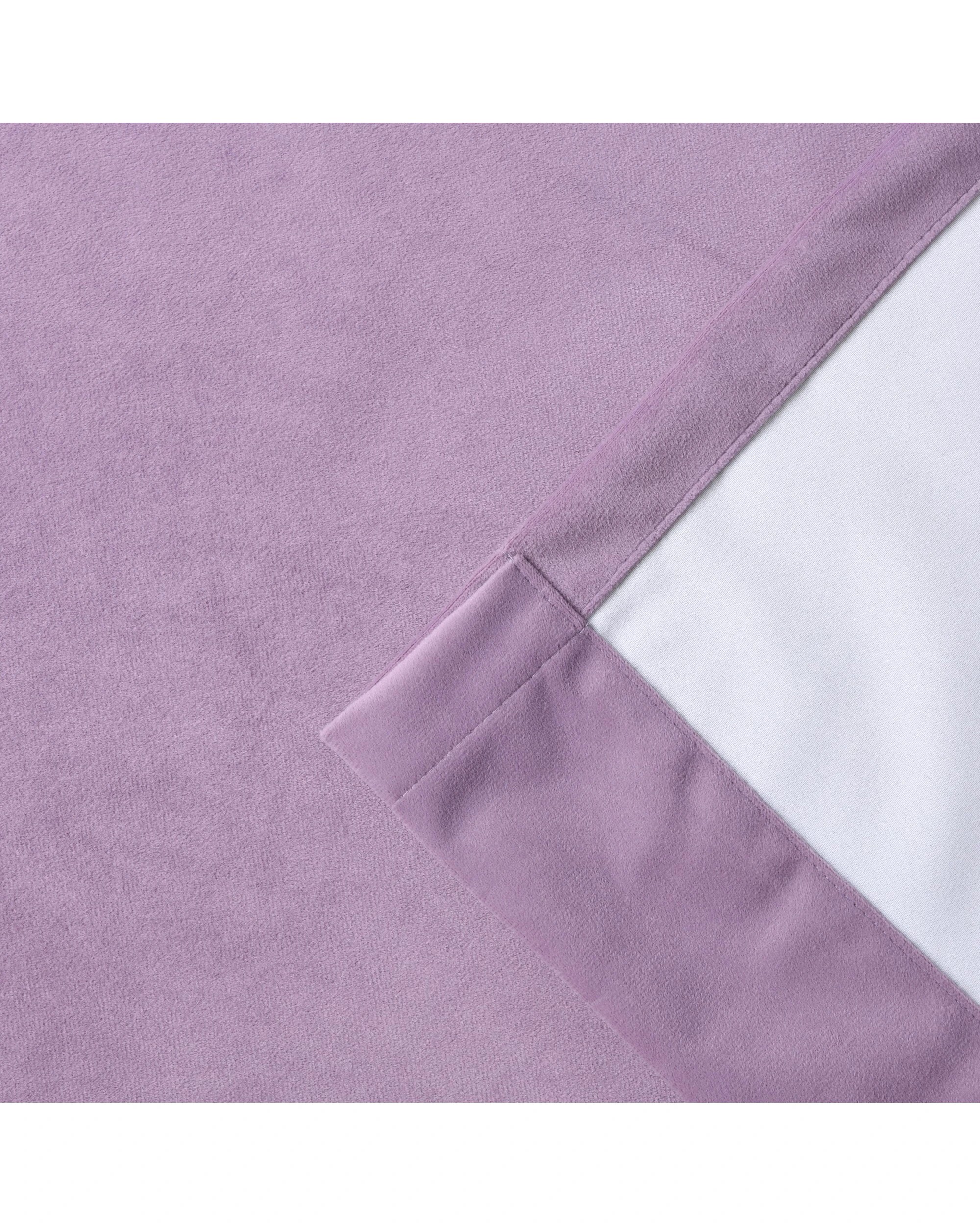 4 Cadence & Co. Byron Matte Velvet 100% Blockout Eyelet Curtain Twin Pack 90x223cm - Lilac, 4 of 5