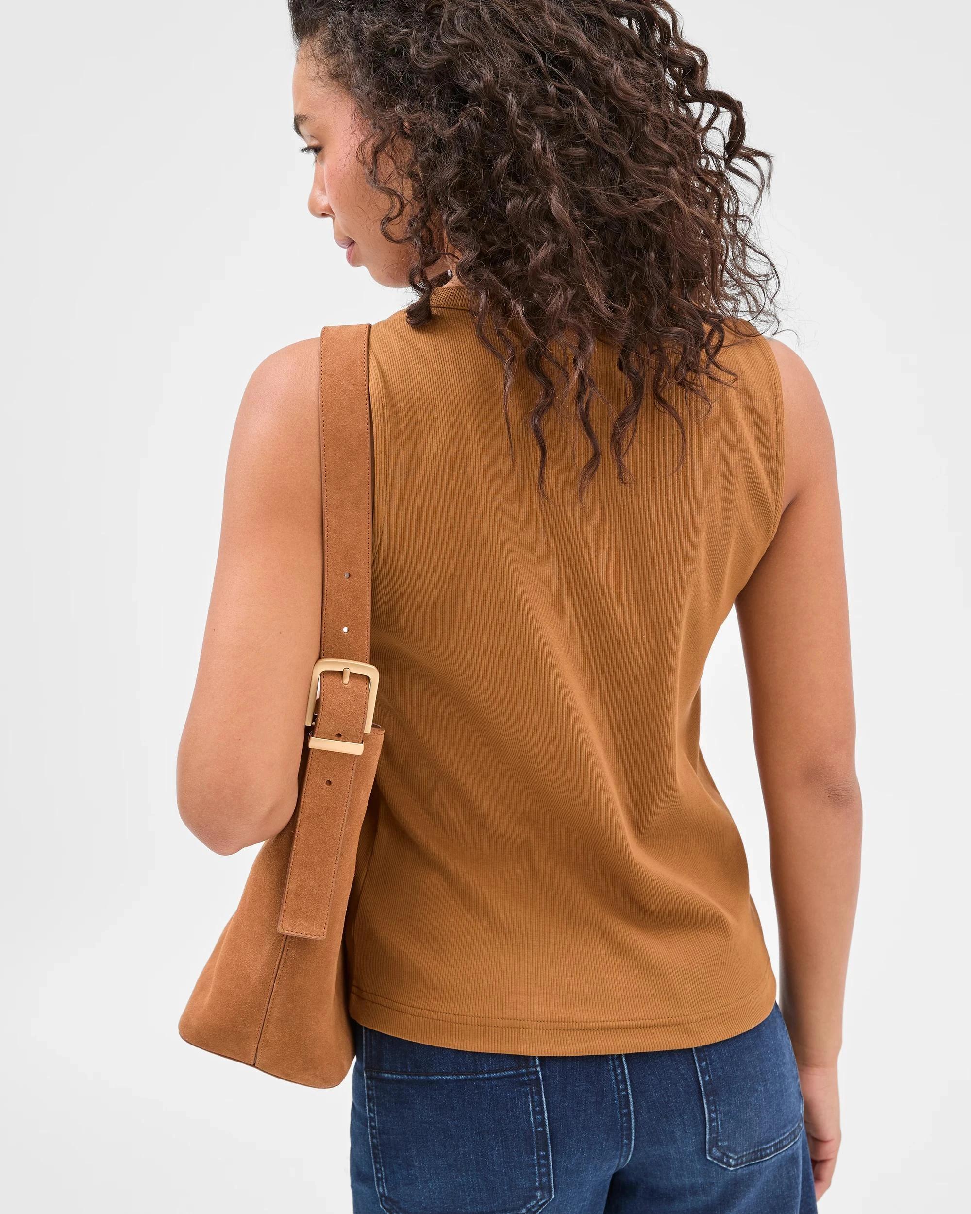 4 Target Australian Cotton Ribbed Sleeveless Henley Tank Top GINGERBREAD BROWN, 4 of 5