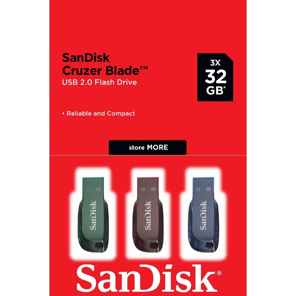 4 SanDisk 32GB Cruzer Blade USB Flash Drive 3 Pack Dark, 4 of 5