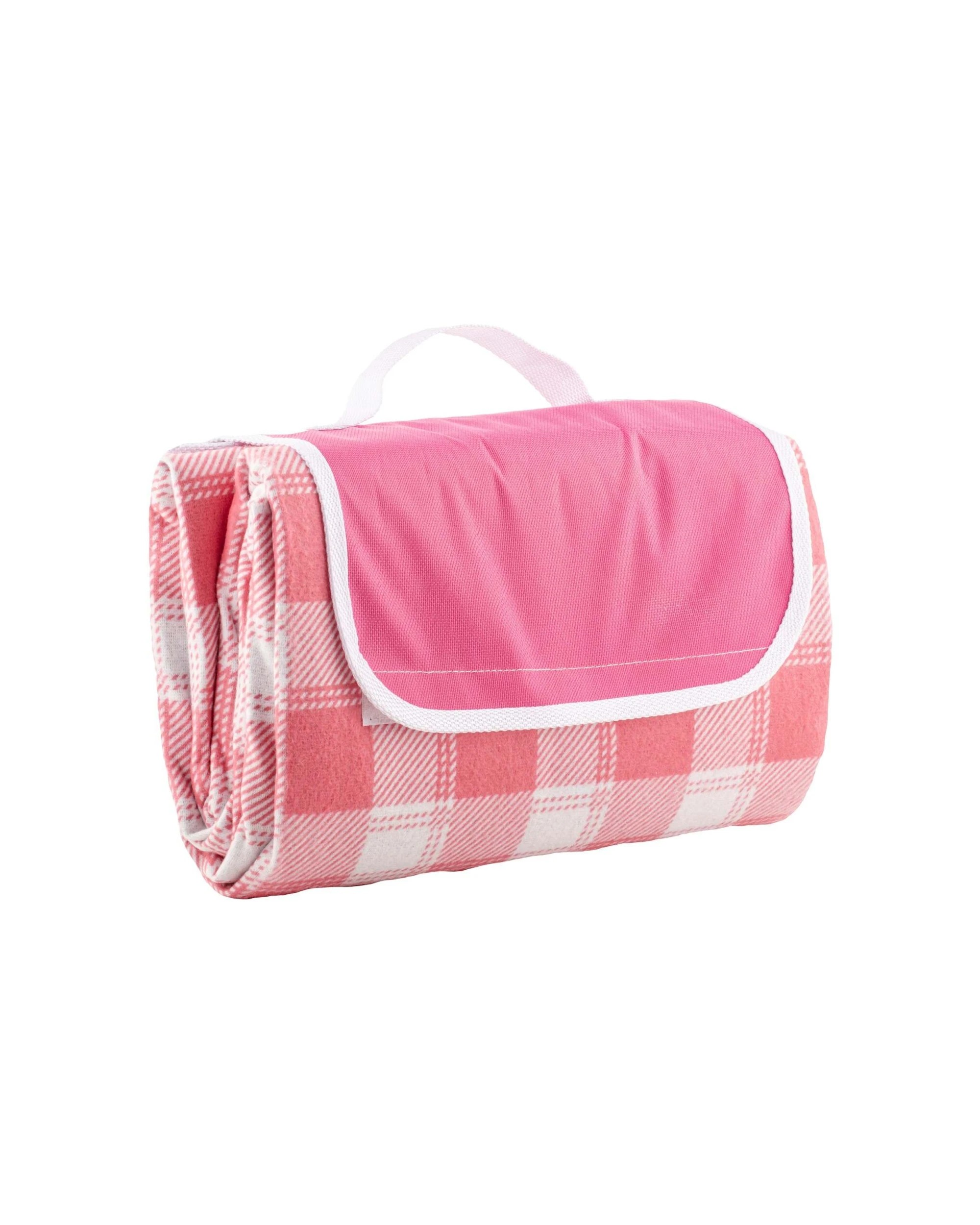 1 Porta Delilah Gingham 150cm Foldable Picnic Blanket Waterproof Design Carry - Pink, 1 of 5