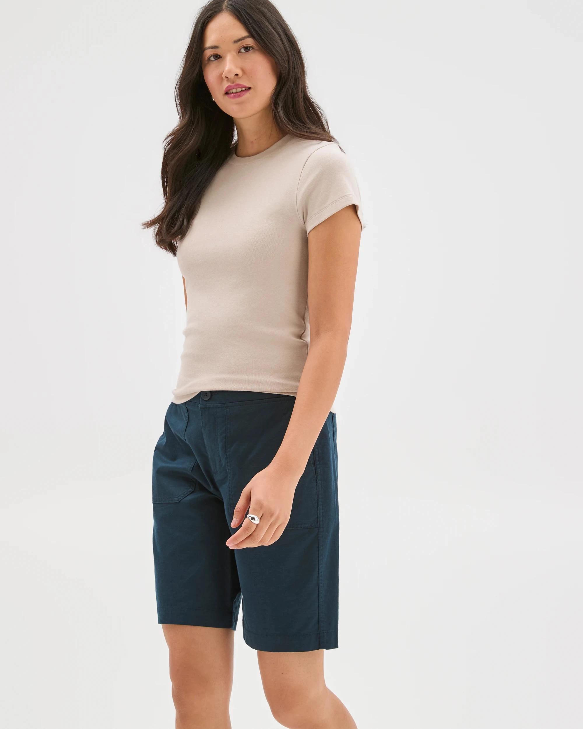 3 Target Woman Australian Cotton Blend Rib Waist Shorts DEEP OCEAN, 3 of 7
