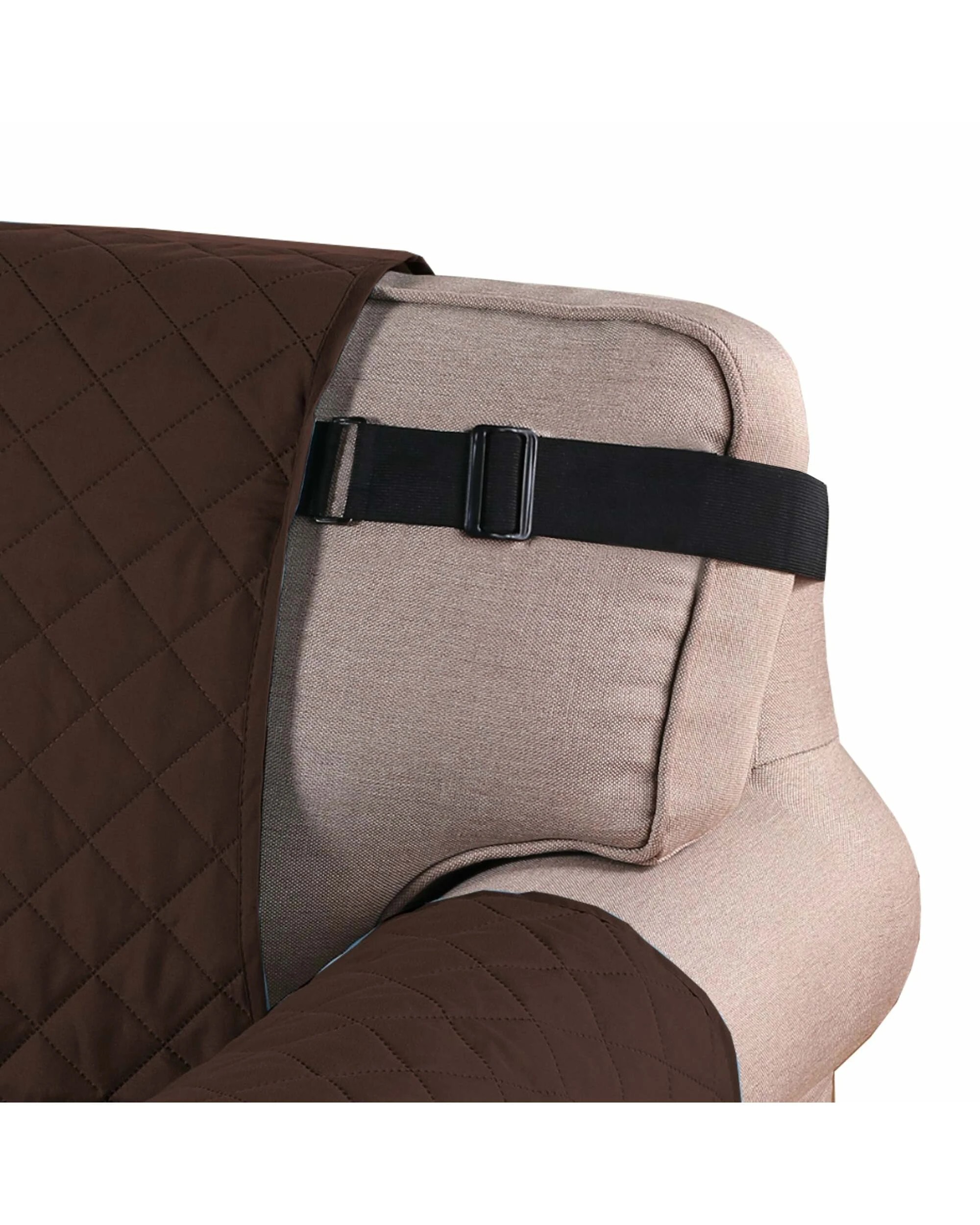 3 Smarcute 3 Seater Quilted Reversible Sofa Cushion with Straps - Brown, 3 of 5