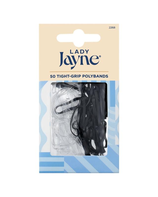 Lady Jayne Clear & Black Snagless Elastomer Elastics - 50 