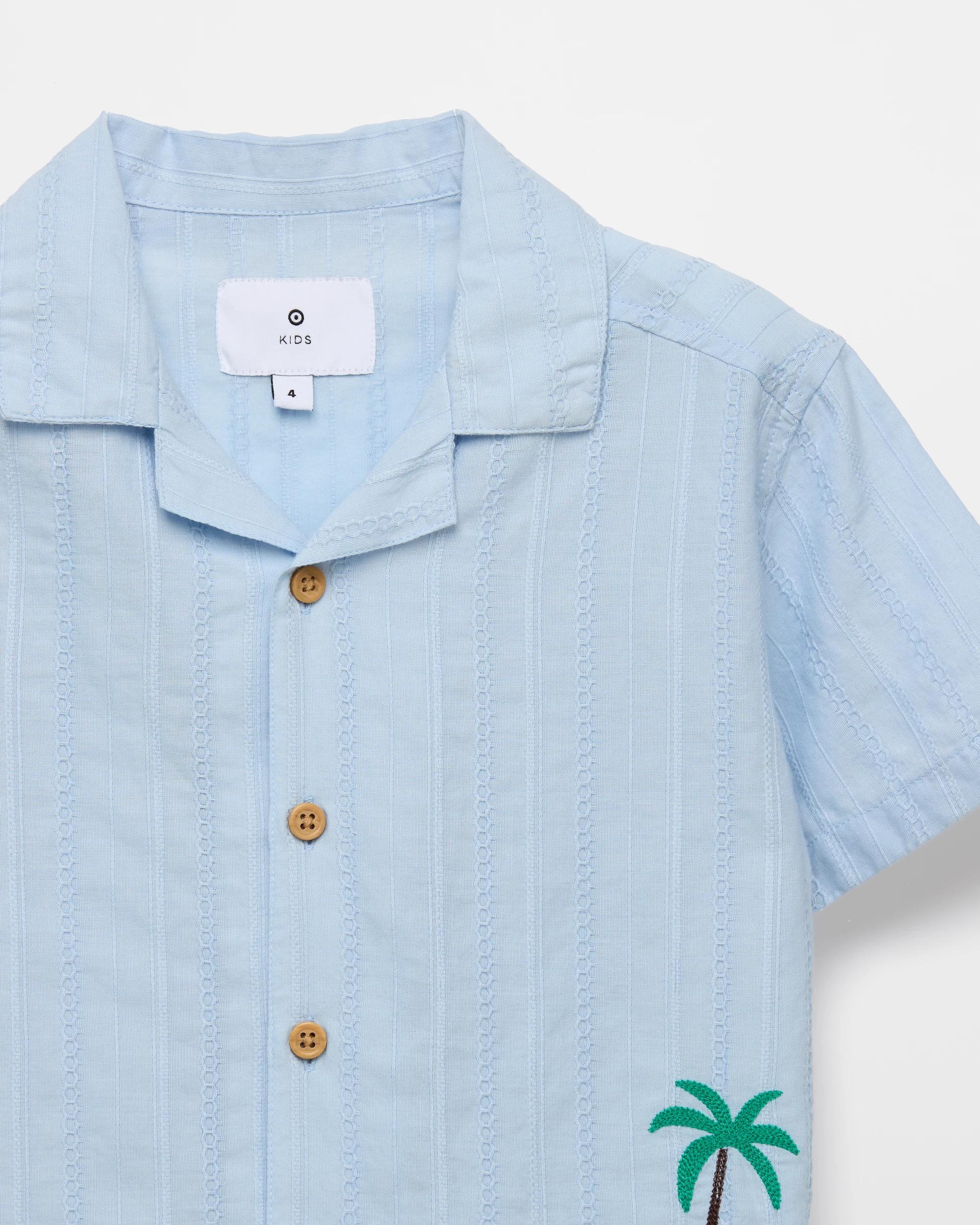 2 Target Cotton Short Sleeve Textured Shirt BLUE, 2 of 2