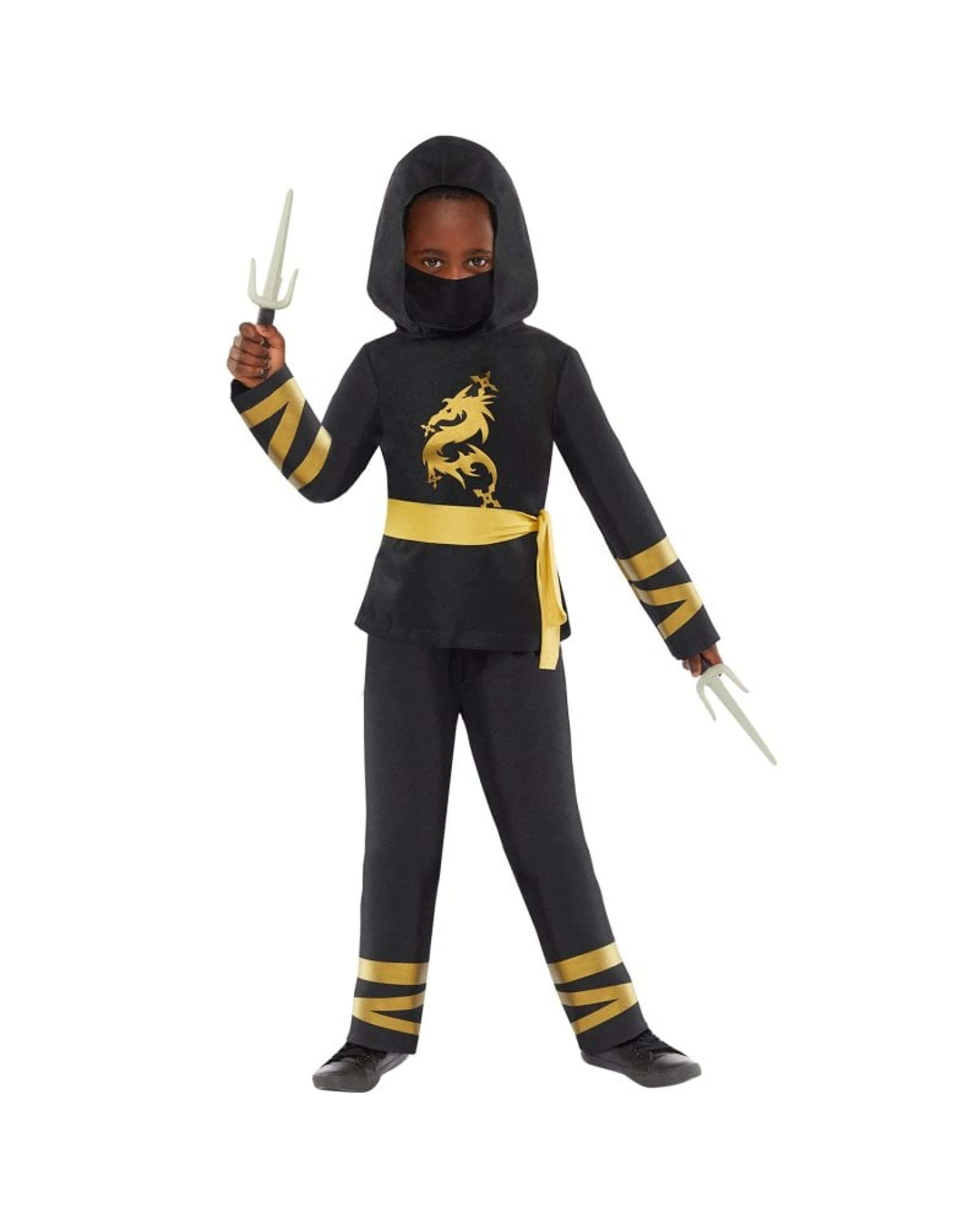 2 Gold Ninja Childs Costume Size 4-6 Years, 2 of 4