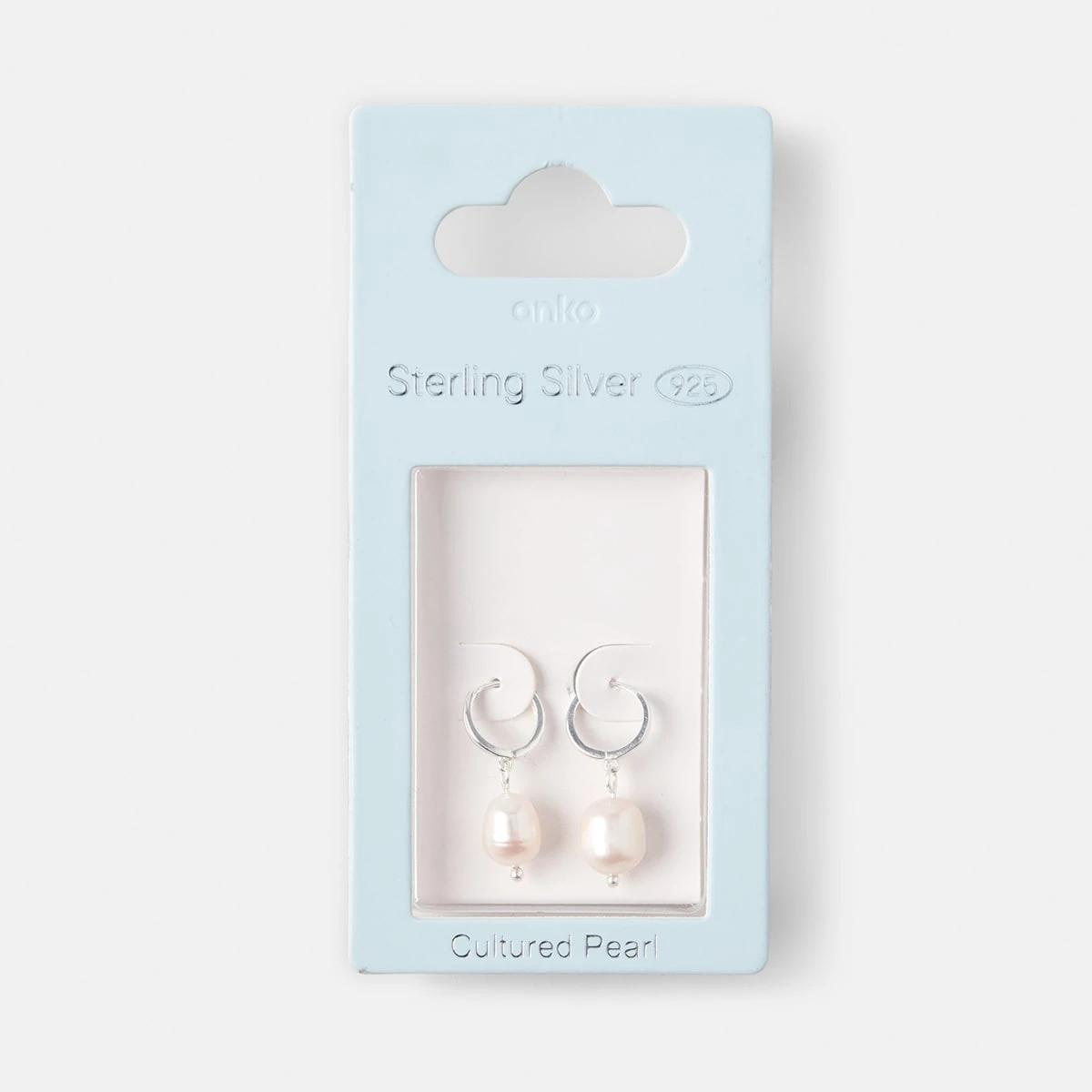 5 Sterling Silver Pearl Drop Earrings Silver, 5 of 5