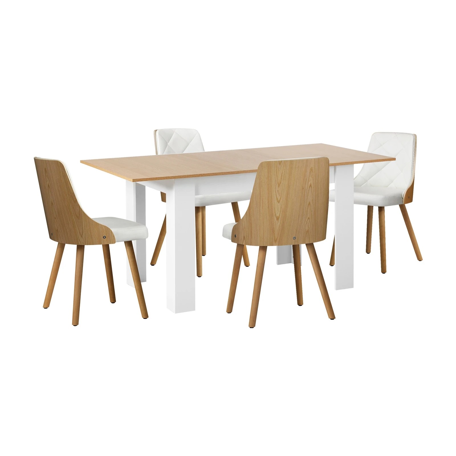 7 Oikiture 160cm Extendable Dining Table With 4pcs Dining Chairs Pu Leather
 - Multi, 7 of 10