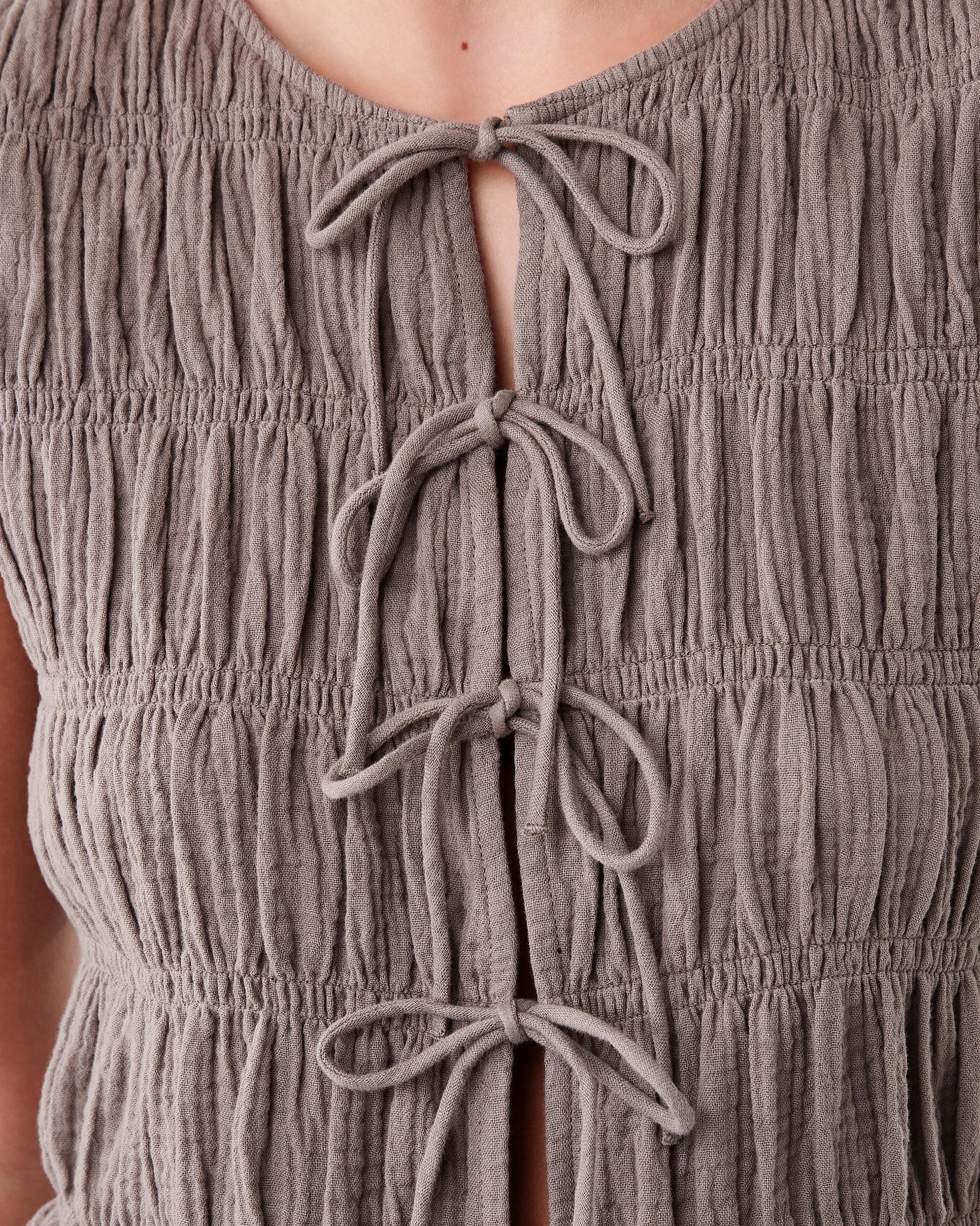 6 Sleeveless Multi Tie Front Top Taupe Brn, 6 of 7