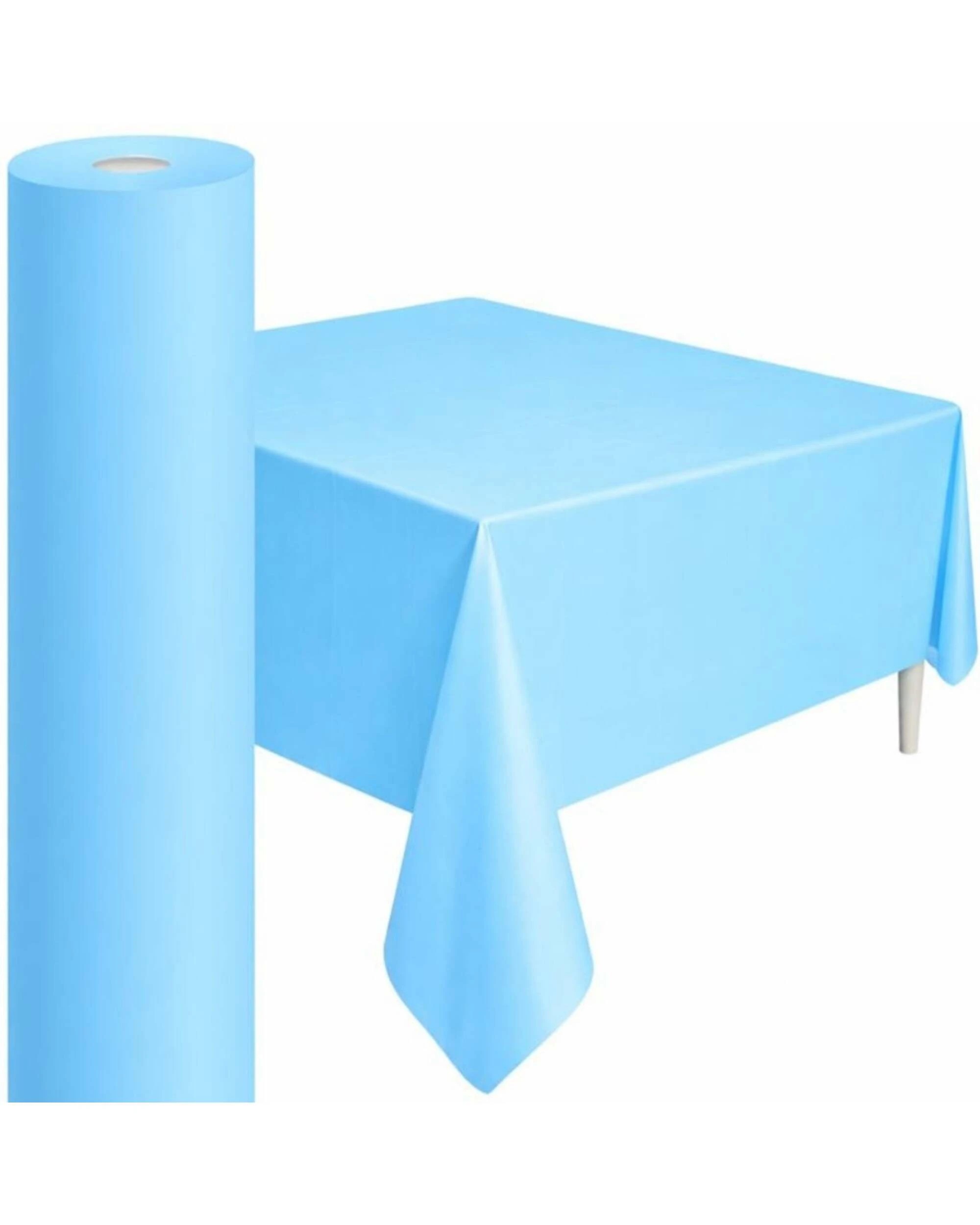 1 Party Maker Cut-To-Size Light Blue Plastic Banquet Tablecloth Table Roll 1.37m x 30m - Blue, 1 of 3